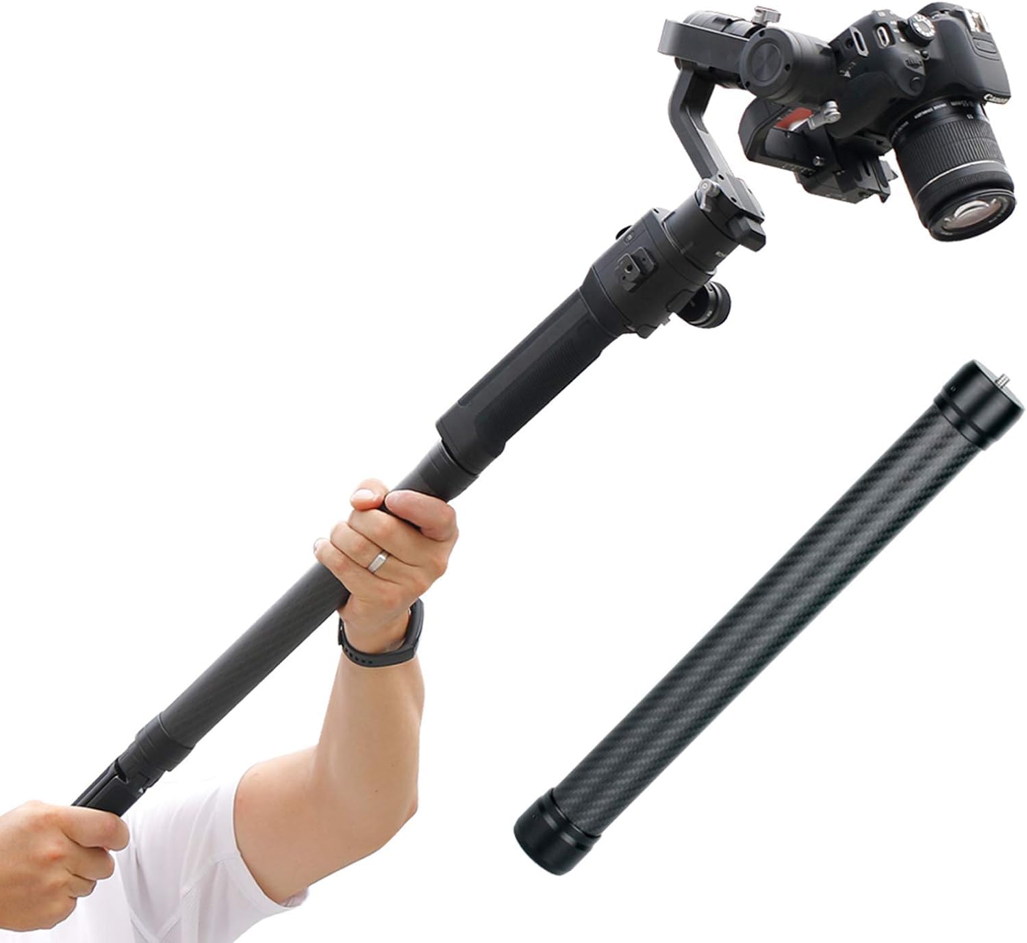 DH10 Upgrade Gimbal Extension Pole Carbon Fiber Bar Lightweight but Strong 1/4 Universal Rod Compatible with DJI Ronin S, Ronin 
