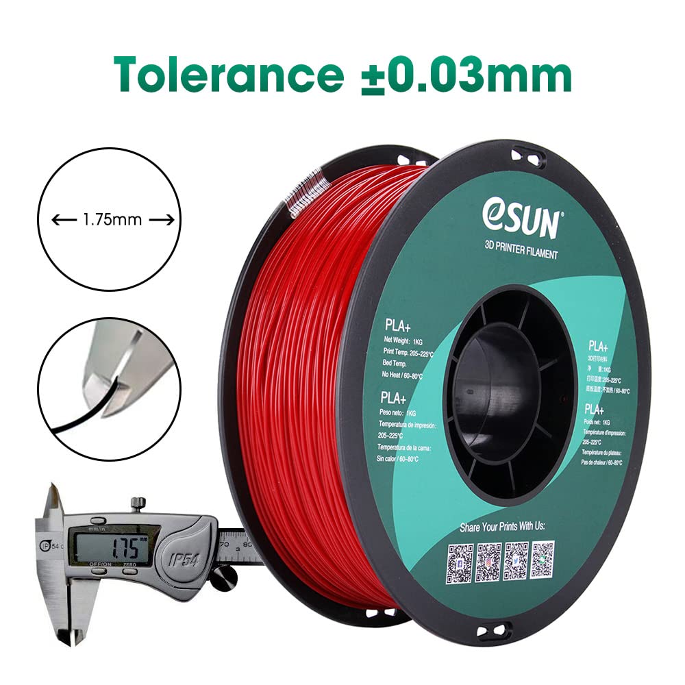 Esun Pla Pro (Pla+) 3D Printer Filament, Dimensional Accuracy +/  0.03 Mm, 1Kg Spool, 1.75Mm, Fire Engine Red, (Pantone 199C)