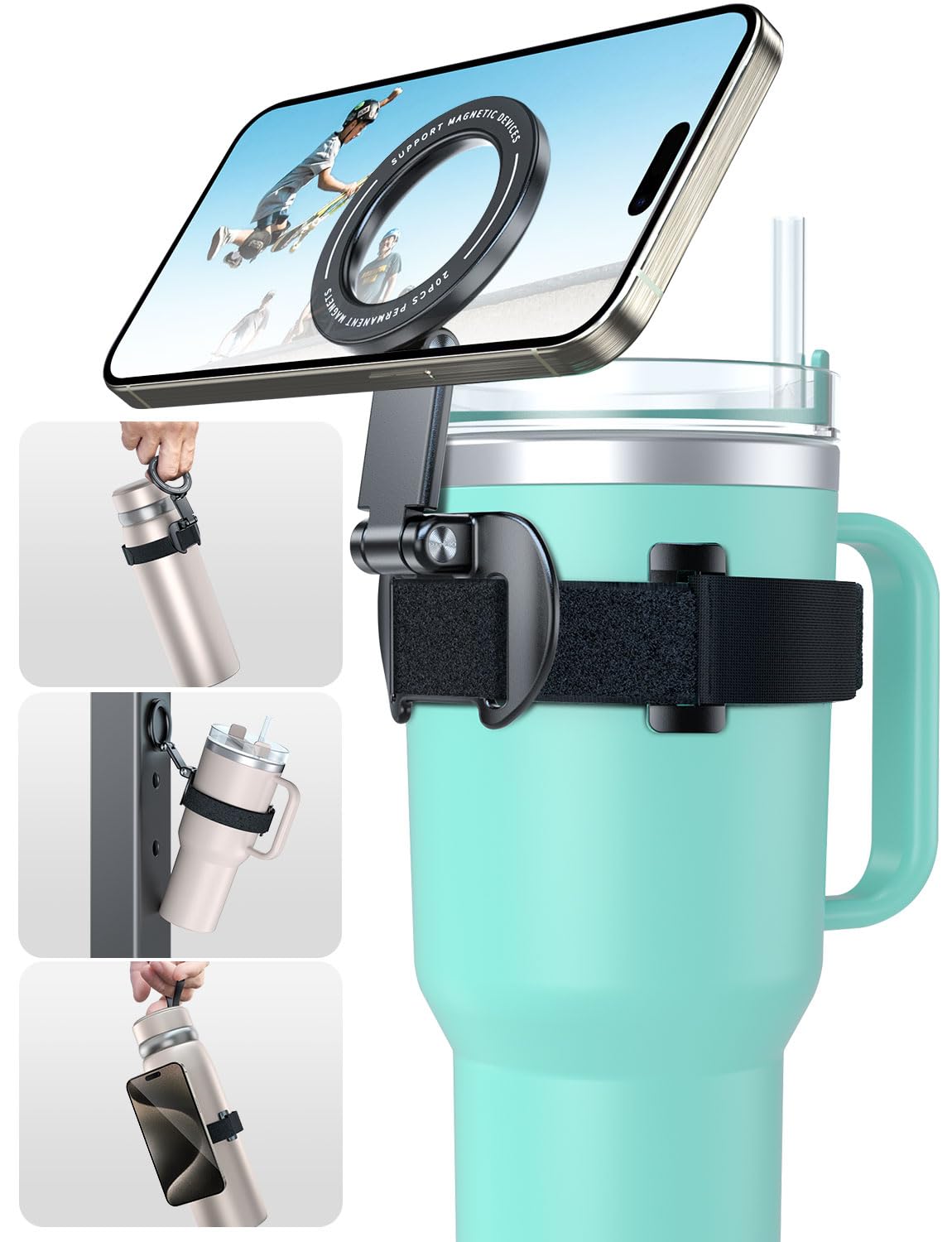 Esamcore For Stanley Cup Magnetic Phone Holder For Magsafe, Foldable Water Bottle Accessories Phone Stand Fit For Iphone, Univer