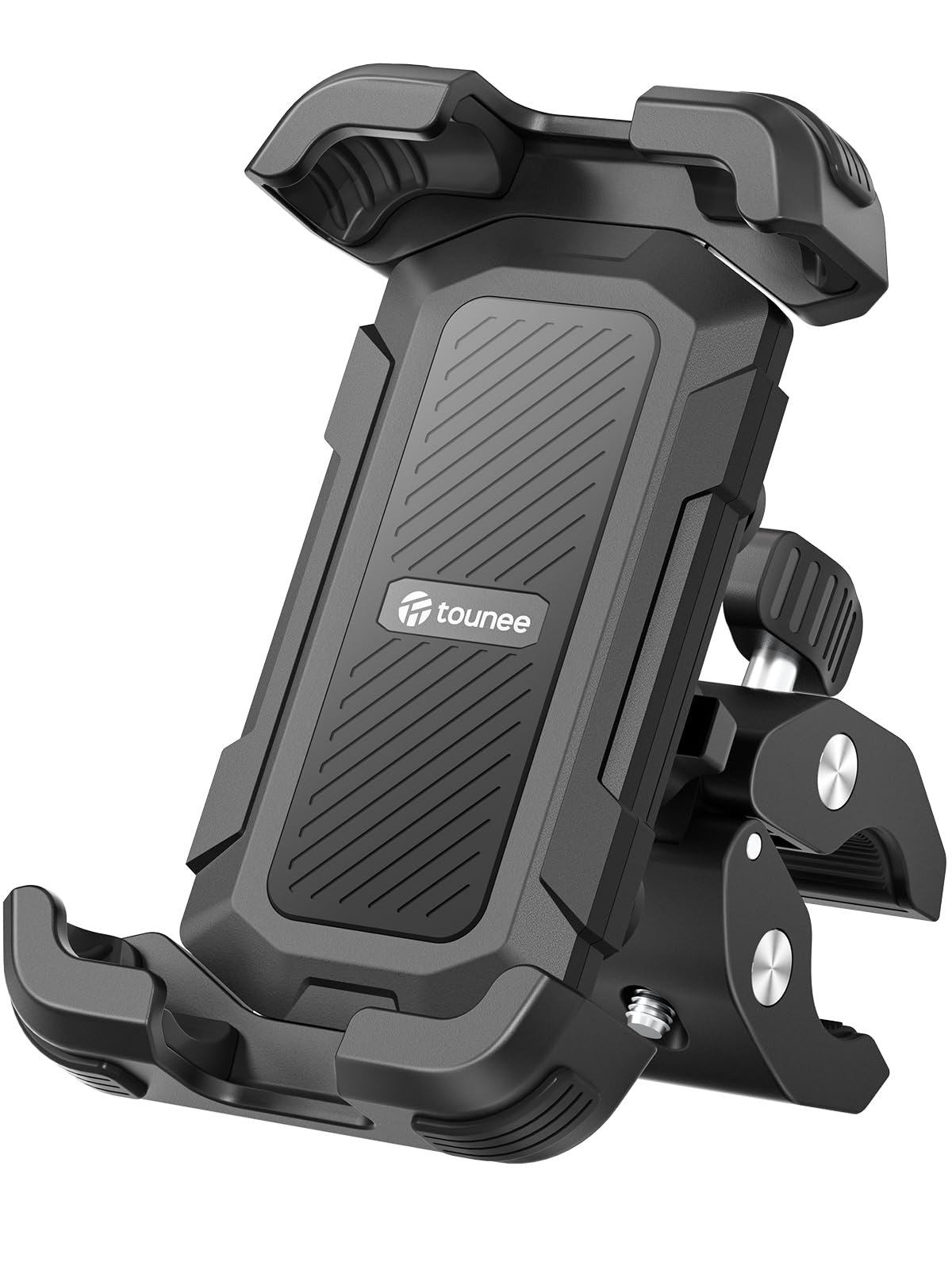 Tounee Motorcycle Phone Holder Mount -Dual Vibration Dampener, Tool-Free Bike Phone Holder Handlebar Clip & Secure Lock For Ipho