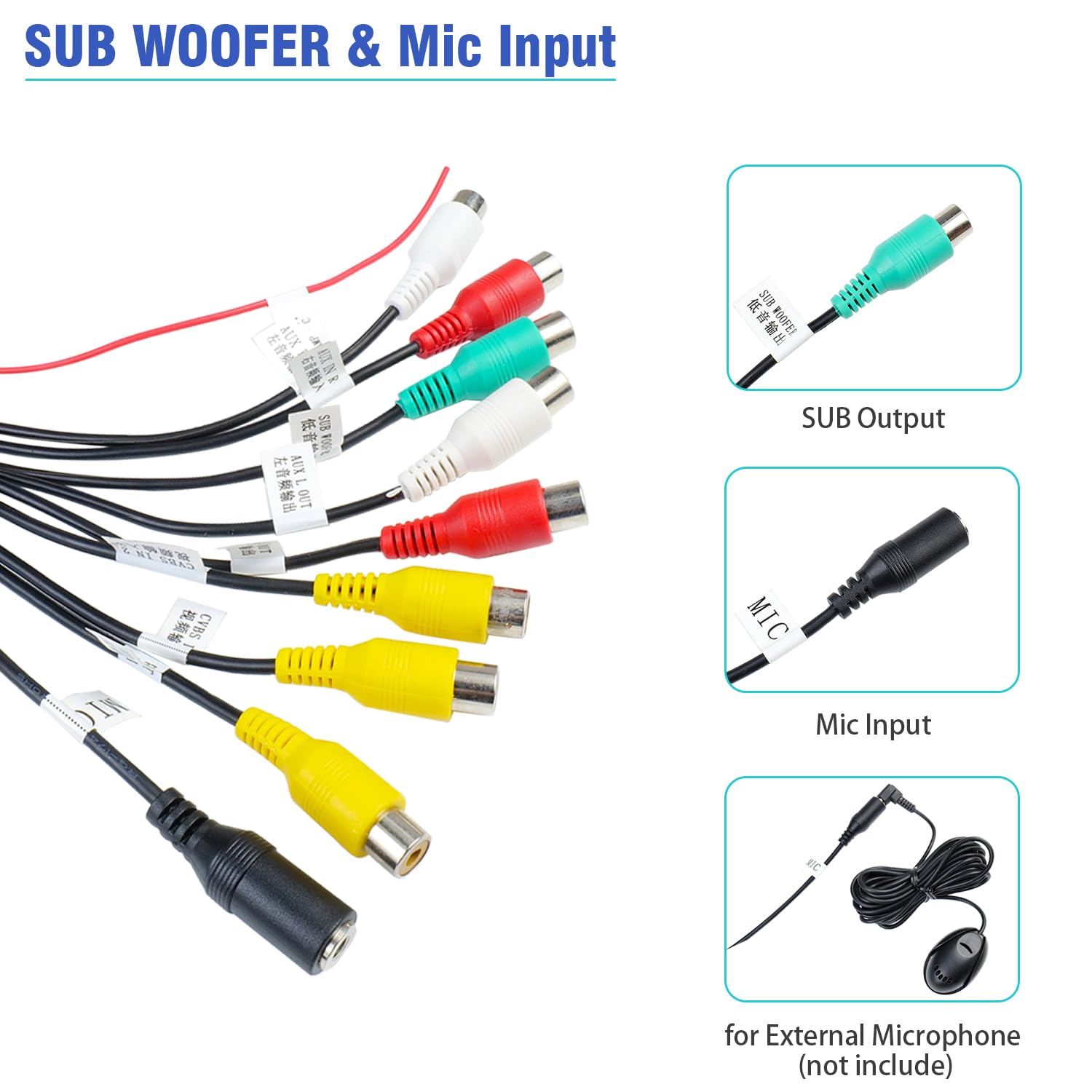 Jayubien Radio Rca Wiring Harness Adapter 20Pin Plug With 9 Female Rca Connector Assembly For Android Car Radio Stereo