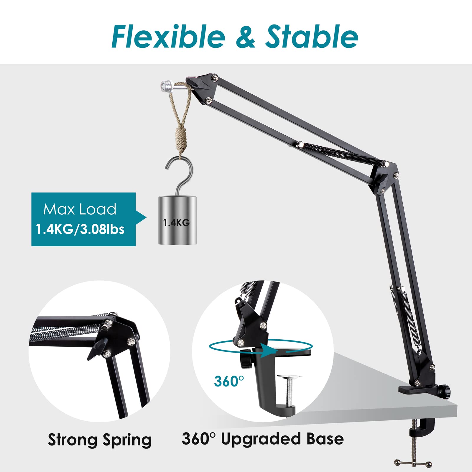 Mic Arm for HyperX DuoCast Microphone   Professional DuoCast Mic Boom Arm, Adjustable Scissor Mic Stand Compatible with HyperX DuoCast Microphone by YOUSHARES