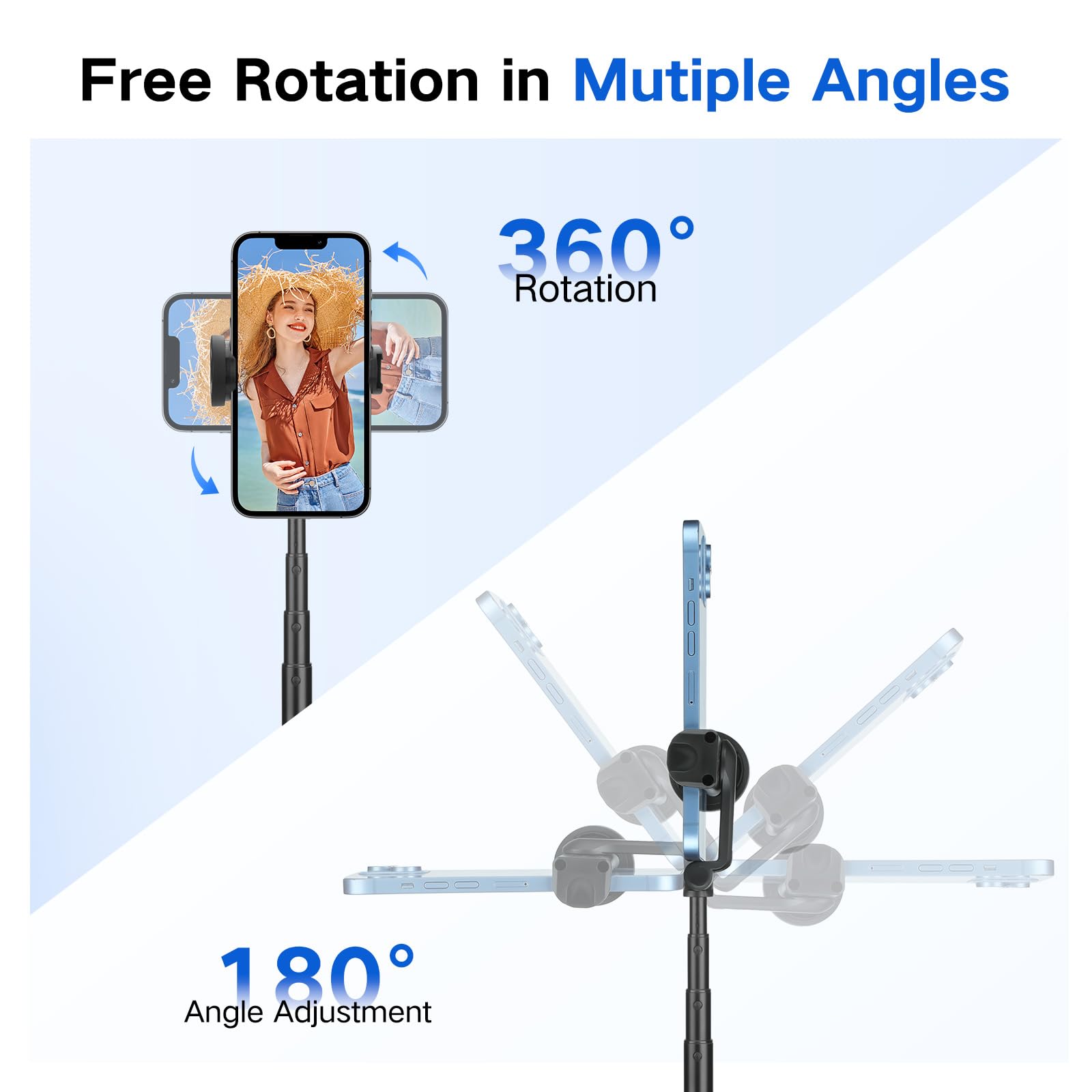 62 Inch Automatic Tripod For Iphone, Auto-Open Phone Tripod Stand With Magnetic Smart Remote,Selfie Stick Remote Cell Phone Zoom