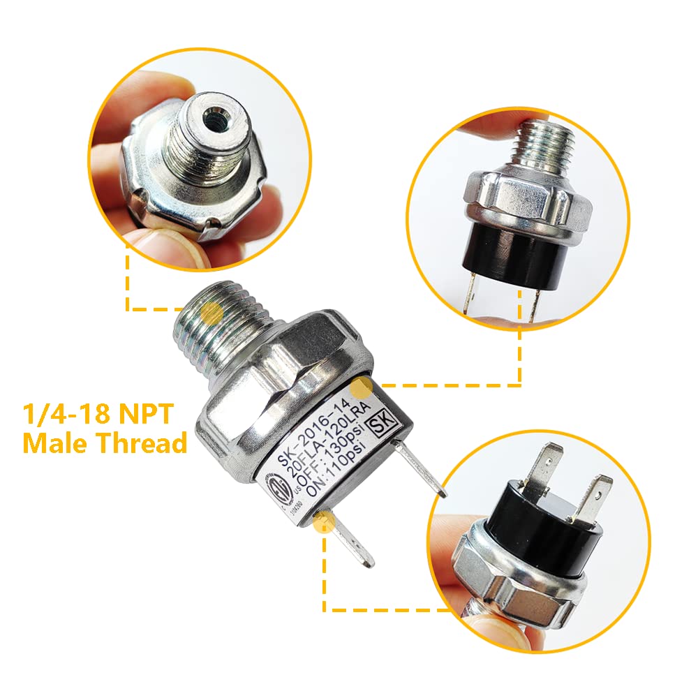 Pair Of Air Pressure Switch 110 130 Psi Tank Mount Type Thread 1/4'' Npt 12V 24V Dc Air Compressor Pressure Switch For Air Train