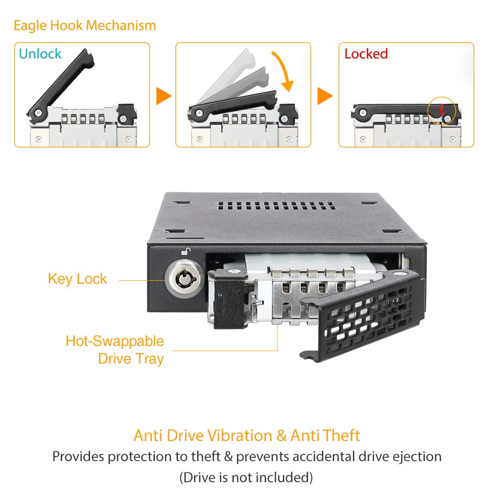 Icy Dock Rugged Full Metal 2.5    Sas/Sata Hdd & Ssd Mobile Rack For External 3.5 Drive Bay | Tougharmor Mb991Ik-B