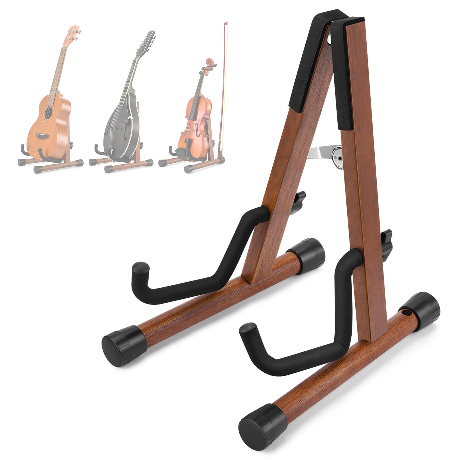 Donner Wood Ukulele Stand Mini Guitar Stand for Violin, Hush Guitar, Mandolin, Banjo, Folding Floor Stand A-Frame Holder for Sma