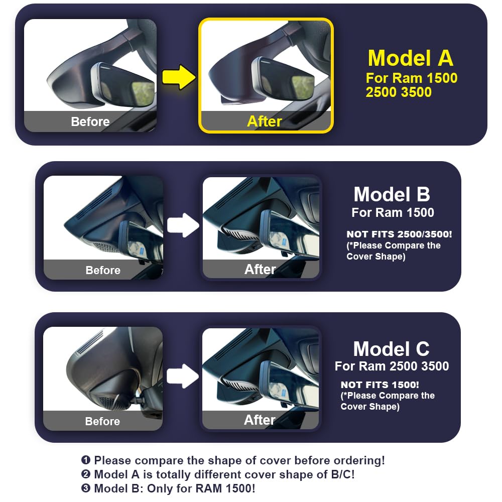 Fitcamx Front 4K+Rear 1080P Dash Cam Adapts For Ram 1500 (Model A) 2019 2020 2021 2022 2023 2024 Rebel Big Horn Laramie, Oem Loo