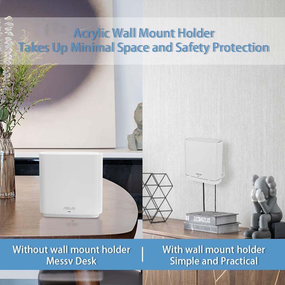 Wall Mount Holder For Asus Zenwifi Ax Whole Home Tri Band Mesh Wifi 6 System (Xt8)(Ct8)(Xt9),Simple And Sturdy Wall Mount Holder Stand Bracket By Holaca (2 Pack, White)