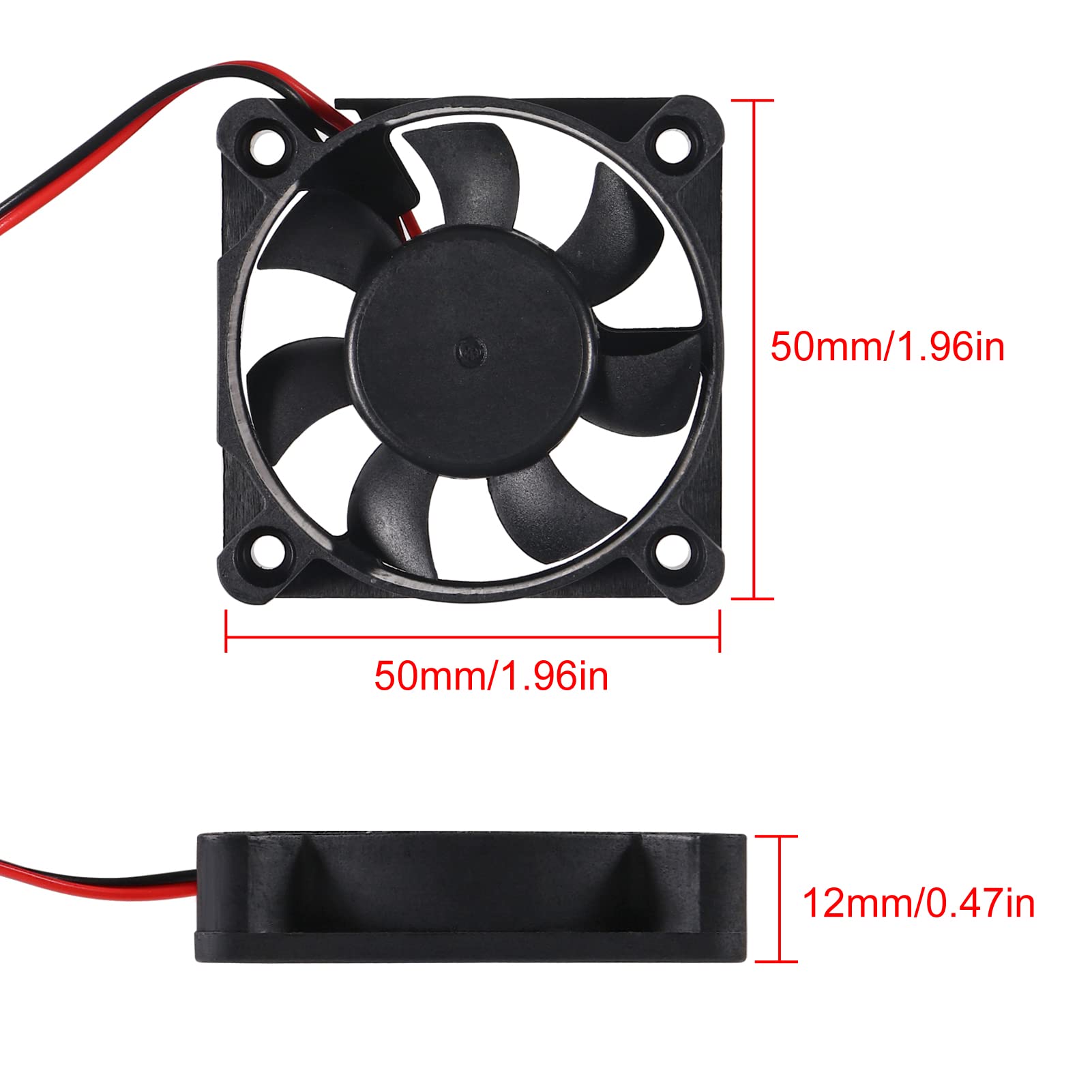 Diitao 4Pcs 12V 5010 Brushless Dc Cooling Fan 50 X 50 X 10Mm Big Airflow Fan Silent Brushless Long Life Computer Fan (50 X 50 X