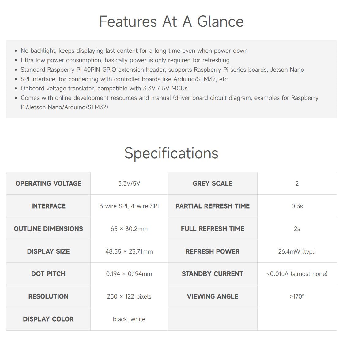 Waveshare 2.13Inch E-Ink Display Hat V4 Version Compatible With Raspberry Pi 5/4B/3B+/3B/2B/B+/A+/Zero/Zero W/Wh/Zero 2W Series
