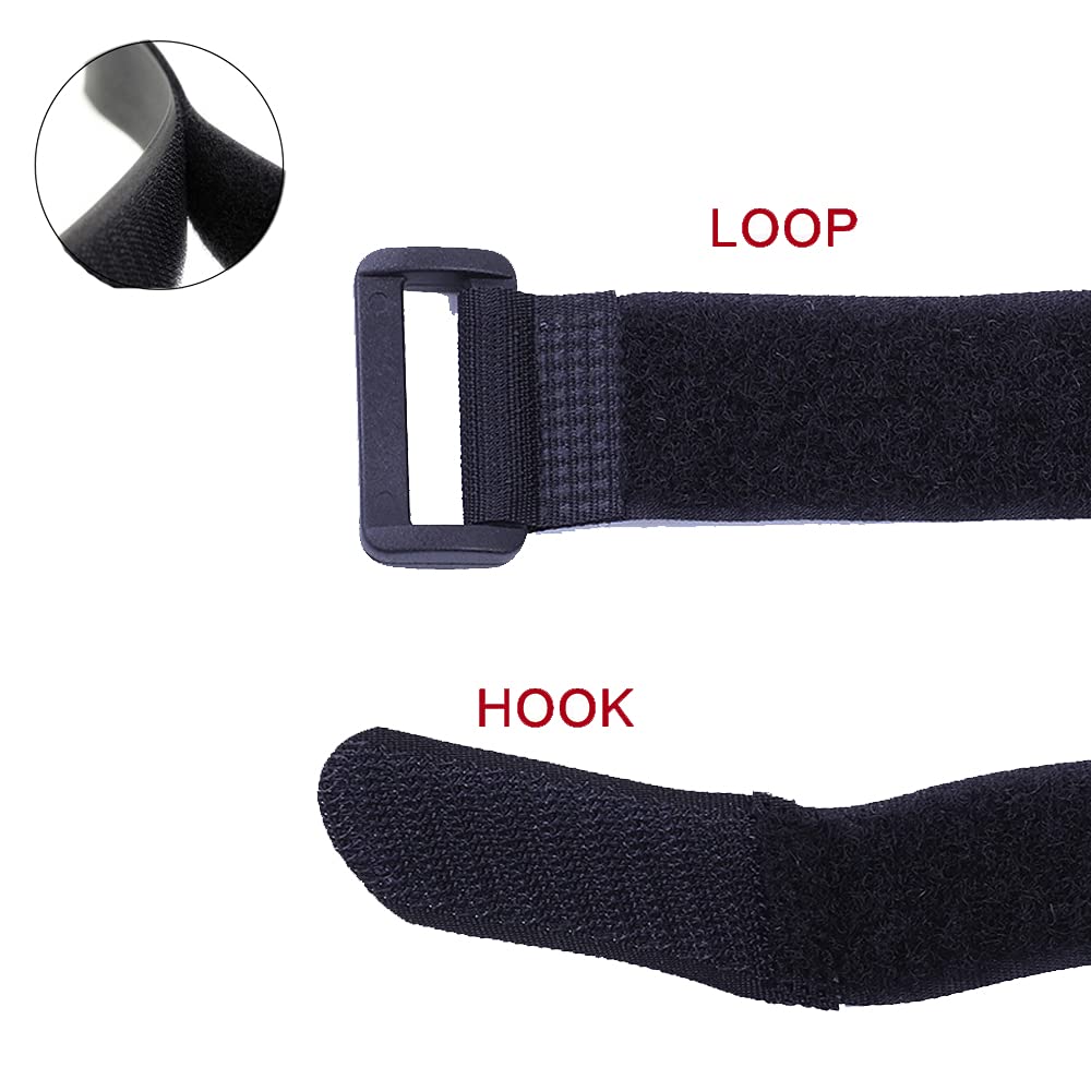 Huapx Fastening Nylon Strap With Buckle,10Pack Reusable Self Adhesive Hook And Loop Cable Securing Straps,Adjustable Cinch Strap