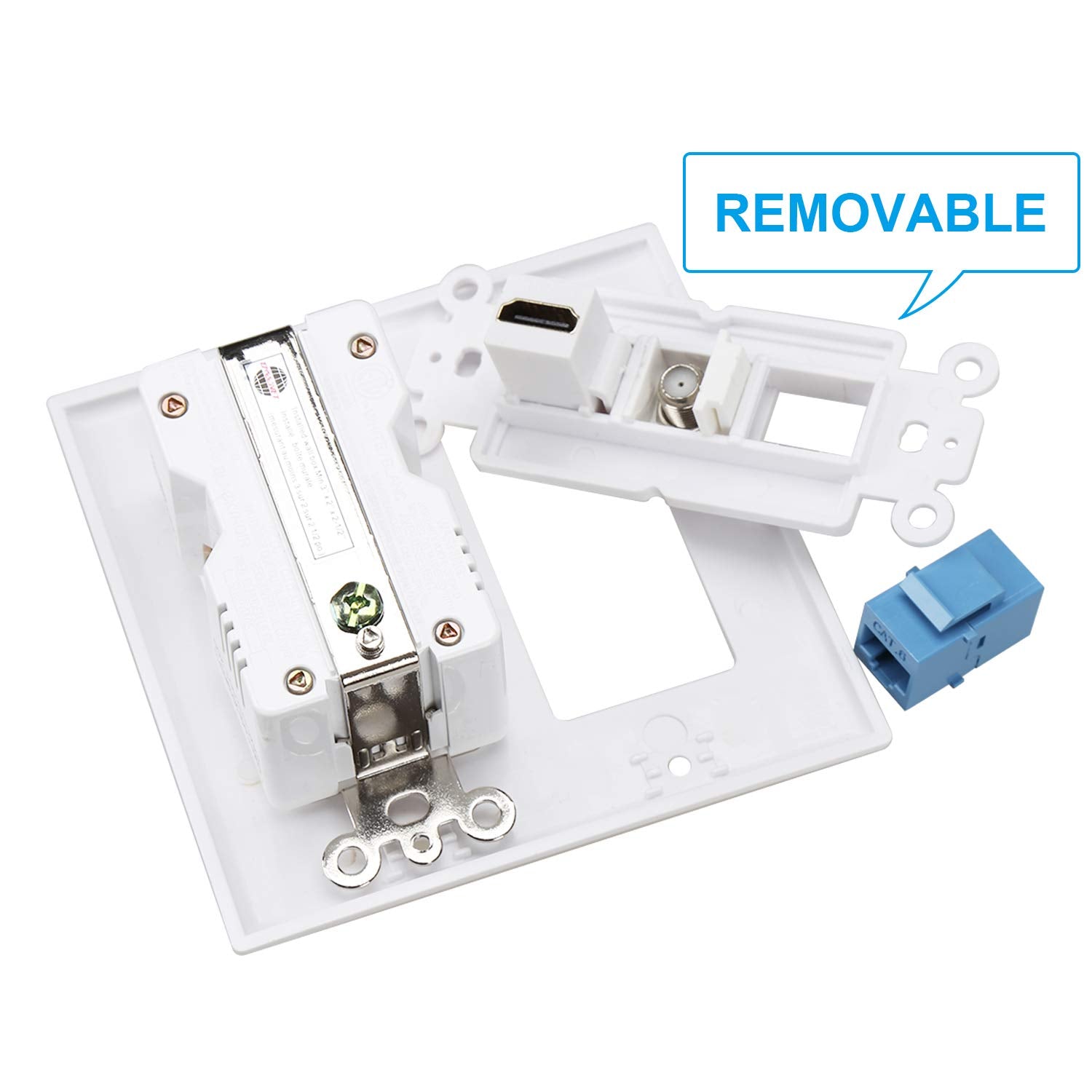 Hdmi Usb Outlet Charger Wall Plate,2 Power Outlet 15A With Dual 2.1A Usb Charger Port,Phizli 1 Hdmi Hdtv + 1 Cat6 Rj45 Ethernet