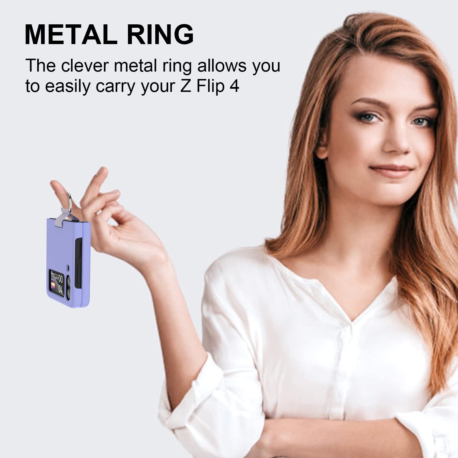 Samsung Galaxy Z Flip 4 Case Shockproof Heavy Duty Silicone Protective Cover With Ring Phone Case For Galaxy Z Flip 4 5G Purple