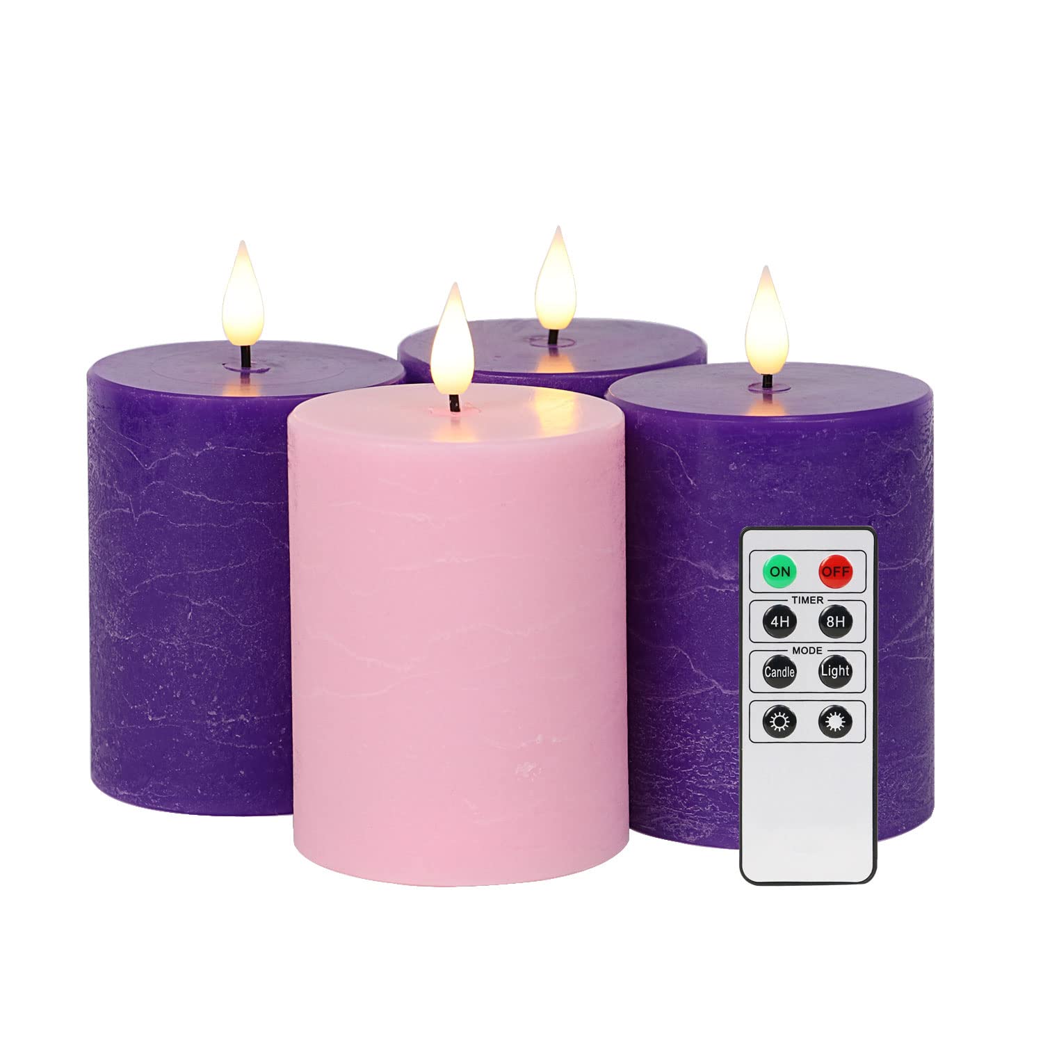 Fanna Advent Flameless Pillar Candles with Timer, Battery Operated LED Candle for Christmas with Remote - Batteries Included - S