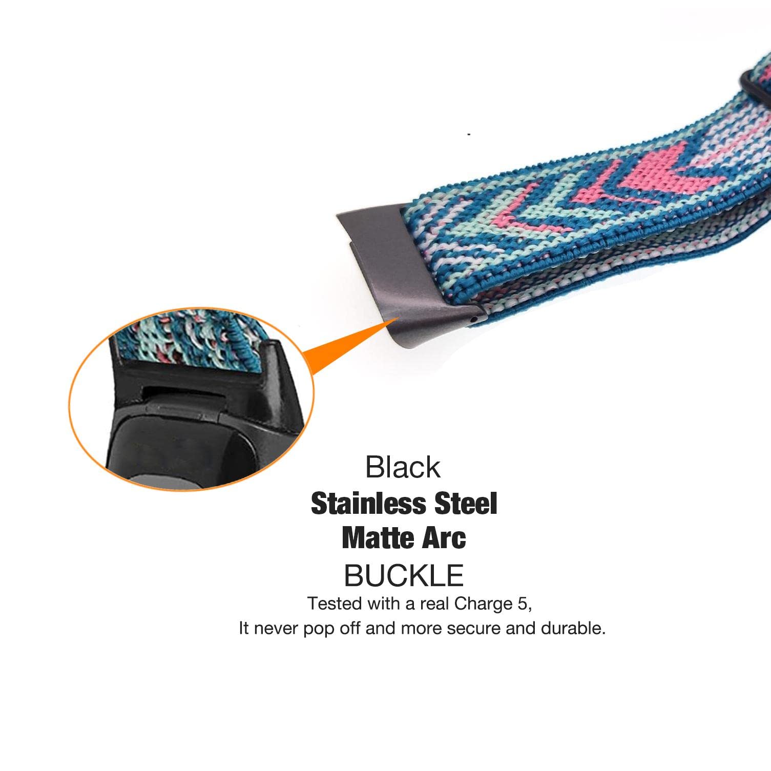 Abanen 2 Pack Elastic Bands For Fitbit Charge 6 / Charge 5, Soft Nylon Stretchy Embroidery Loop Breathable Wristband Strap With