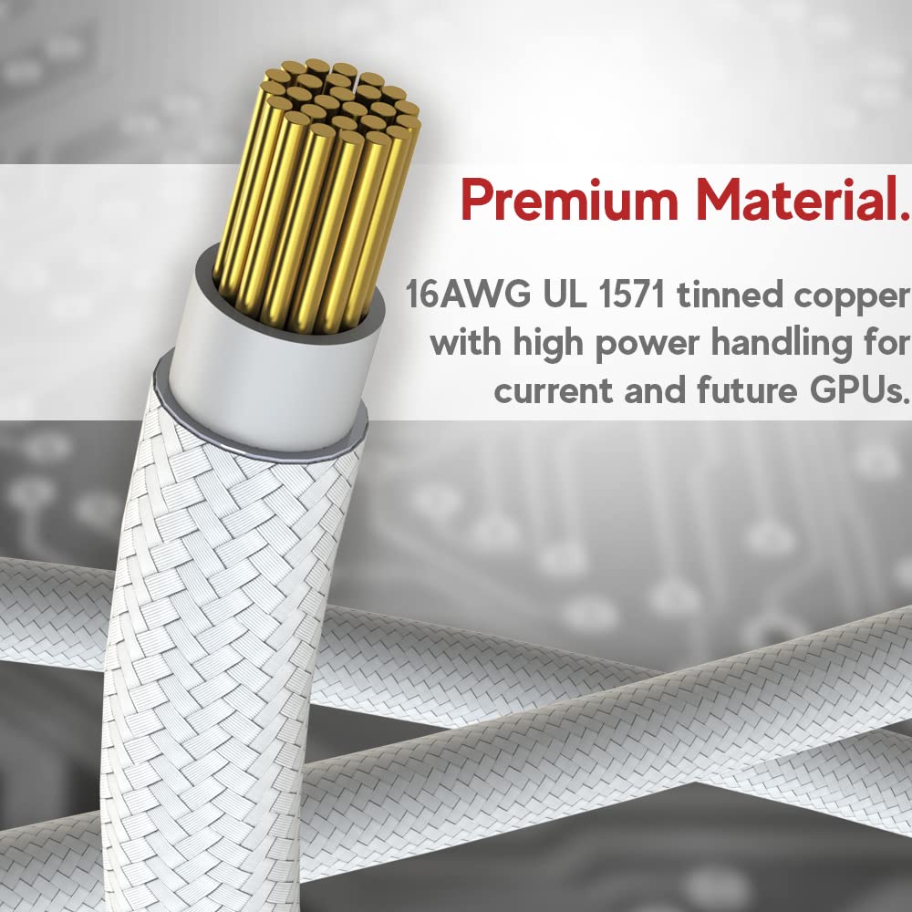 Linkup   Ava Pcie 5.0 4 X 8Pin To 12Vhpwr (16Pin / 12+4) 16Awg Sleeved High Current Power Cable Extension For Rtx4000   Pcie 4.0