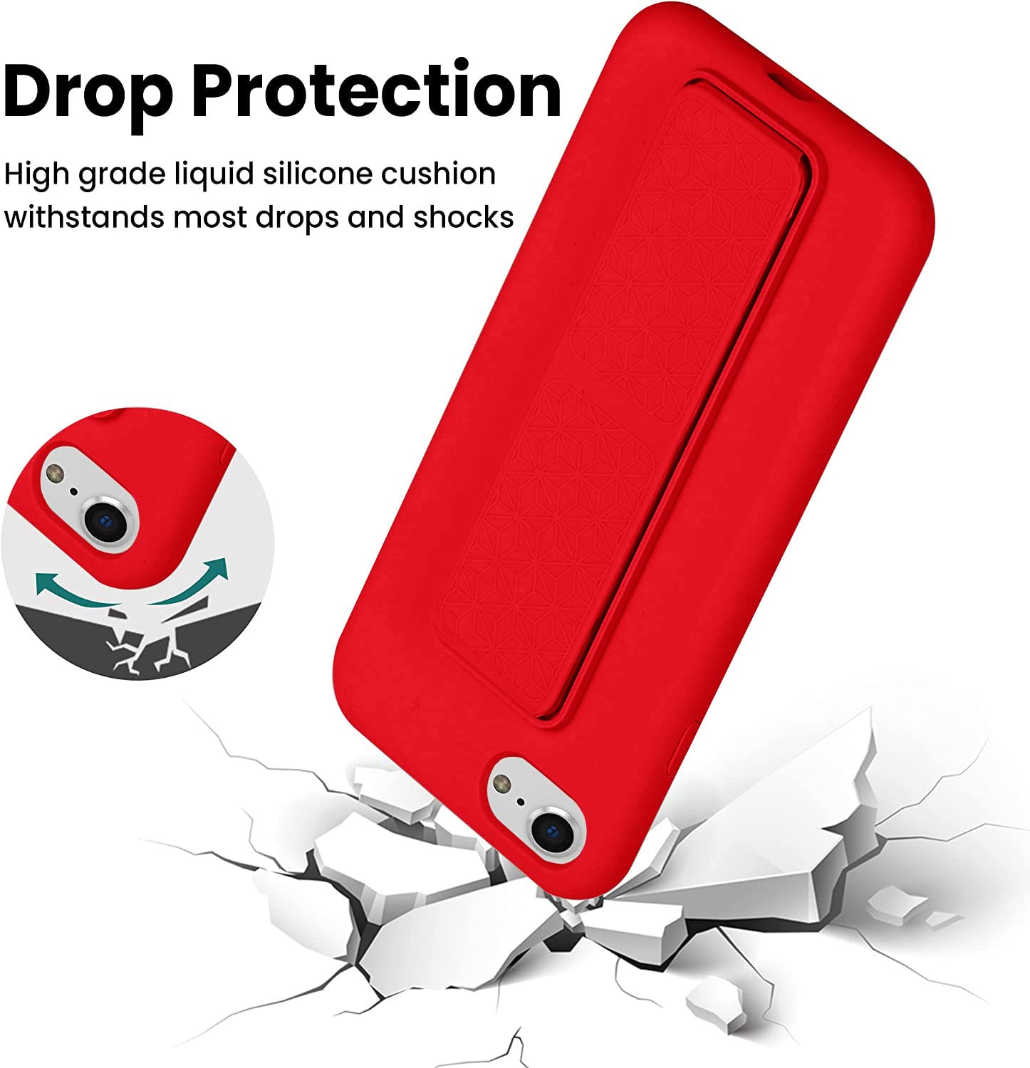 Laudtec Soft Silicone Kickstand Case Compatible With Iphone Se 2022/2020 Case,For Iphone 8 Case,For Iphone 7 Case Vertical And H