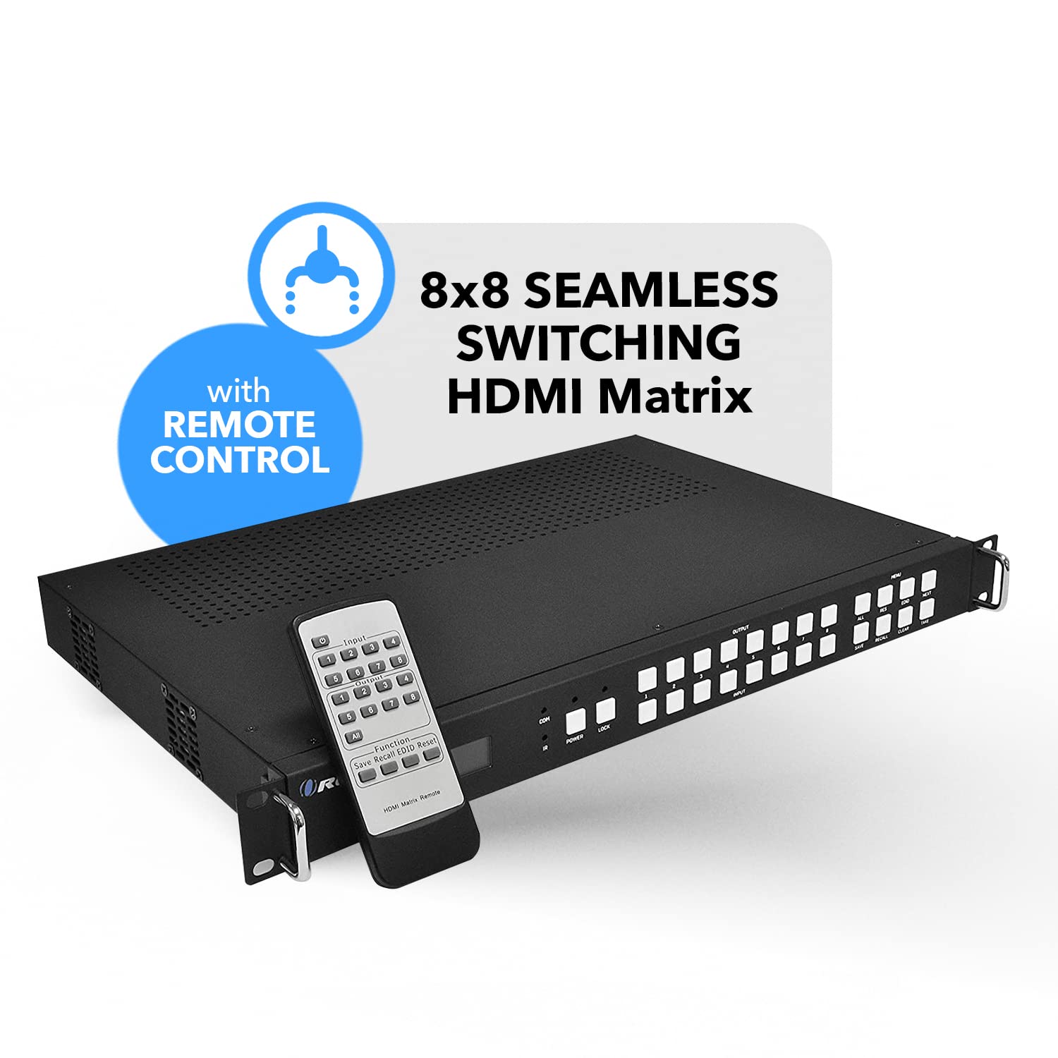 Orei Professional 4K 8X8 Hdmi Matrix Video Wall   Seamless Switching Hdcp 2.2 Ultrahd 4K @ 60Hz 4:4:4 Switcher & Ir Control, Aud