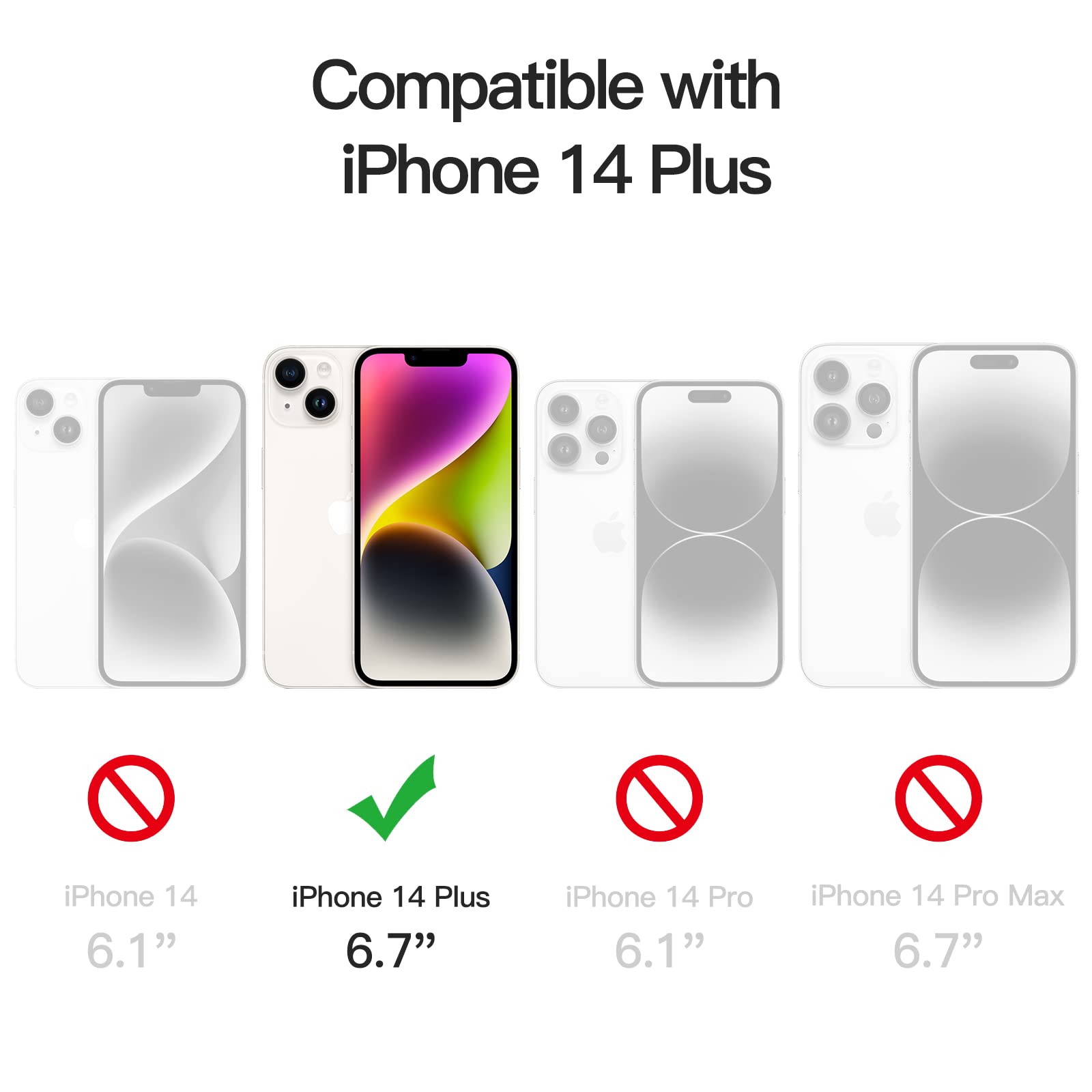 Jetech Case For Iphone 14 Plus 6.7 Inch, Non Yellowing Shockproof Phone Bumper Cover, Anti Scratch Clear Back (Black)