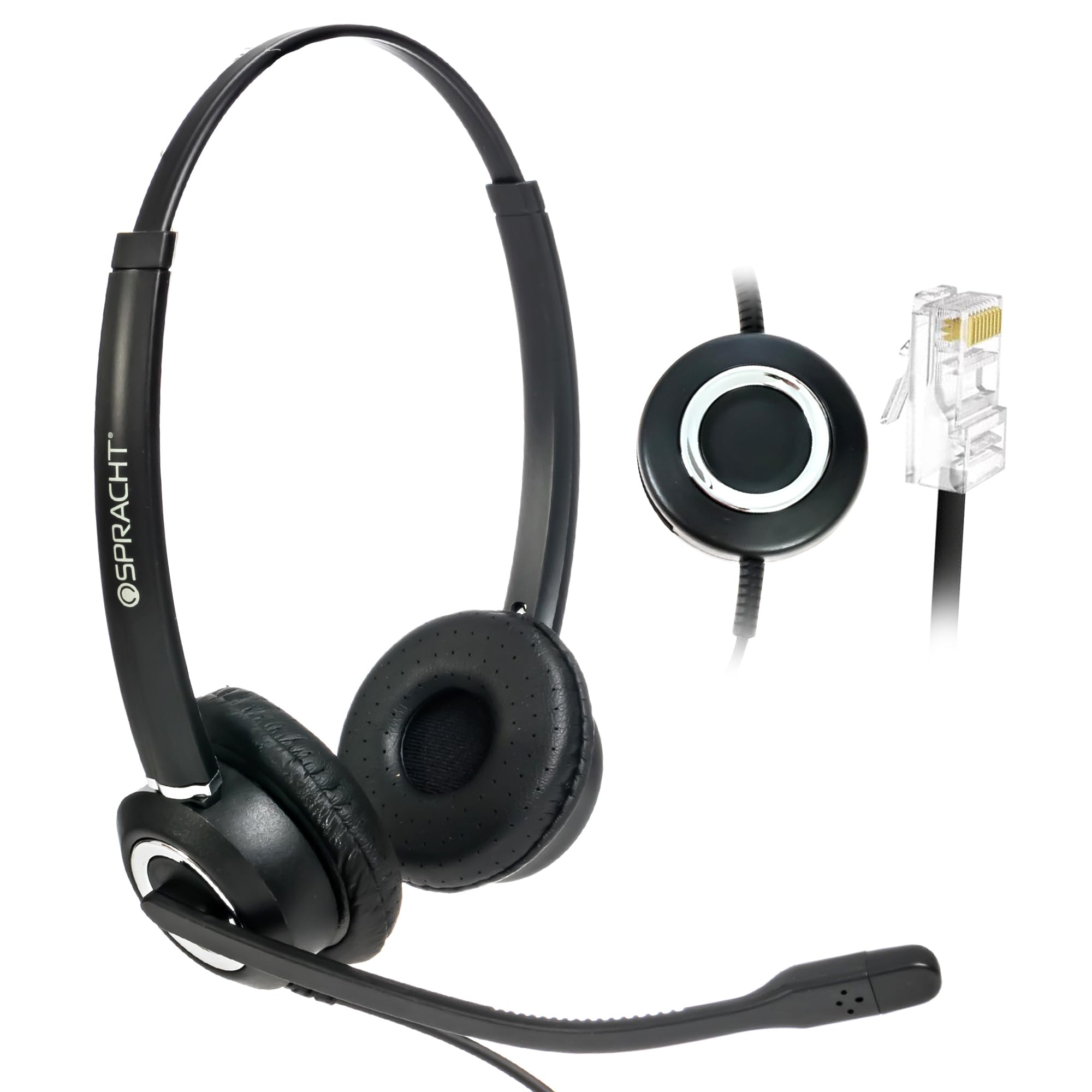 Spracht Zum Rj9 Dual Ear Headset With Noise Canceling Microphone For Desk Phones | Compatible With Desk Phones | Not For Compute