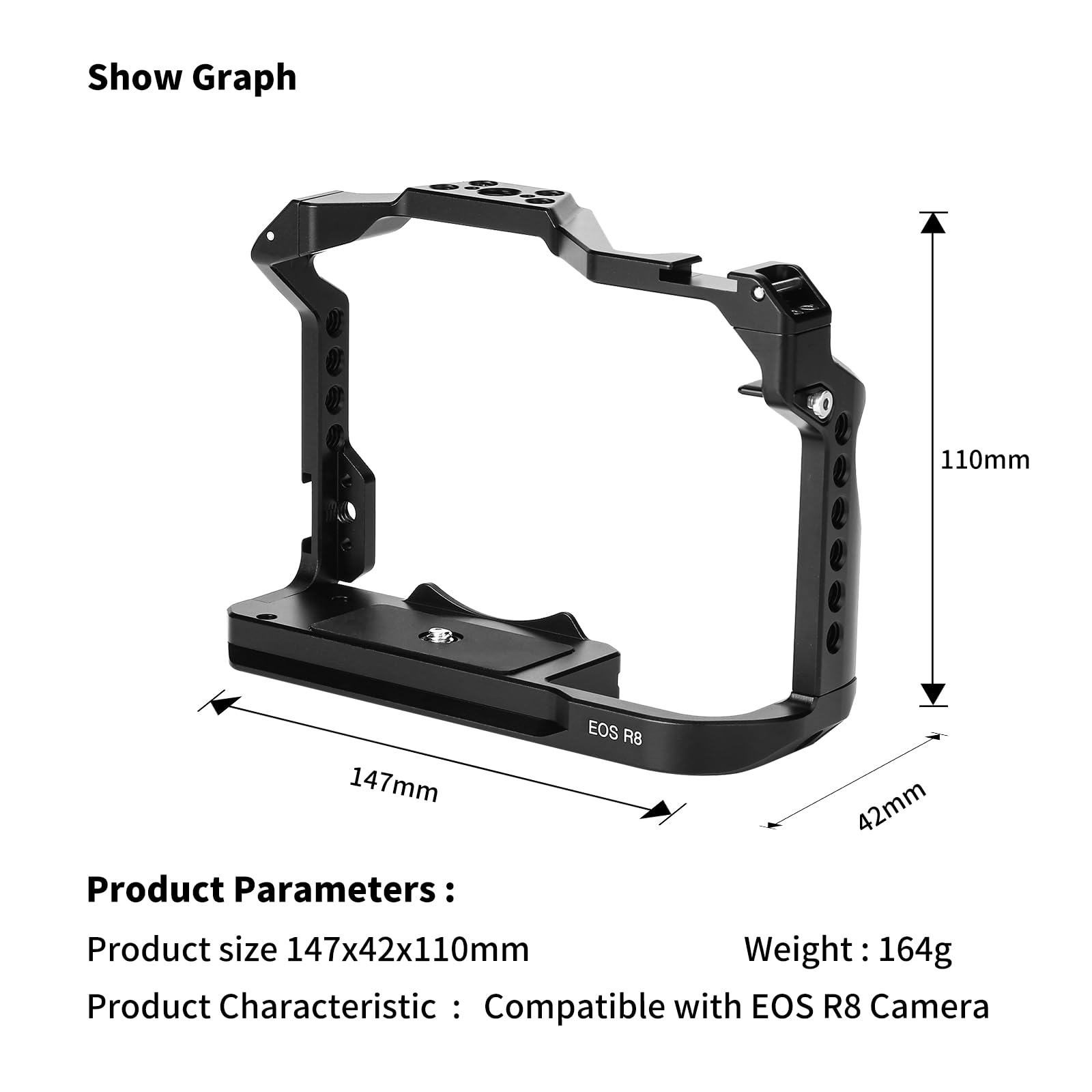 Eos R8 Camera Cage, Eos R8 Cage For Canon Eos R8 Camera Case Camera Rig Cold Shoe