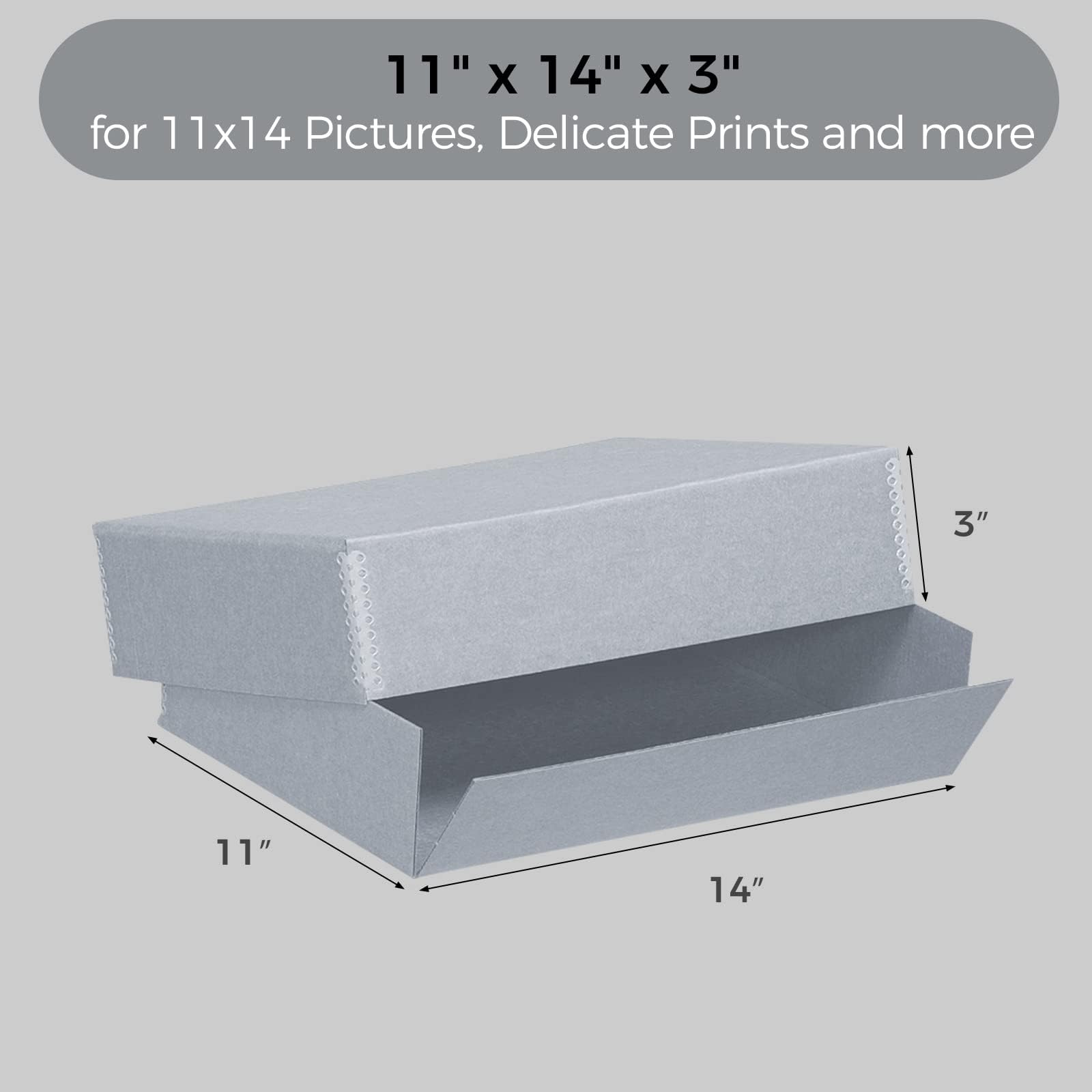 Lineco, Archival Storage Box, Museum Preservation Organizer With Drop Front Design, Acid-Free With Metal Edge, Preserves Picture