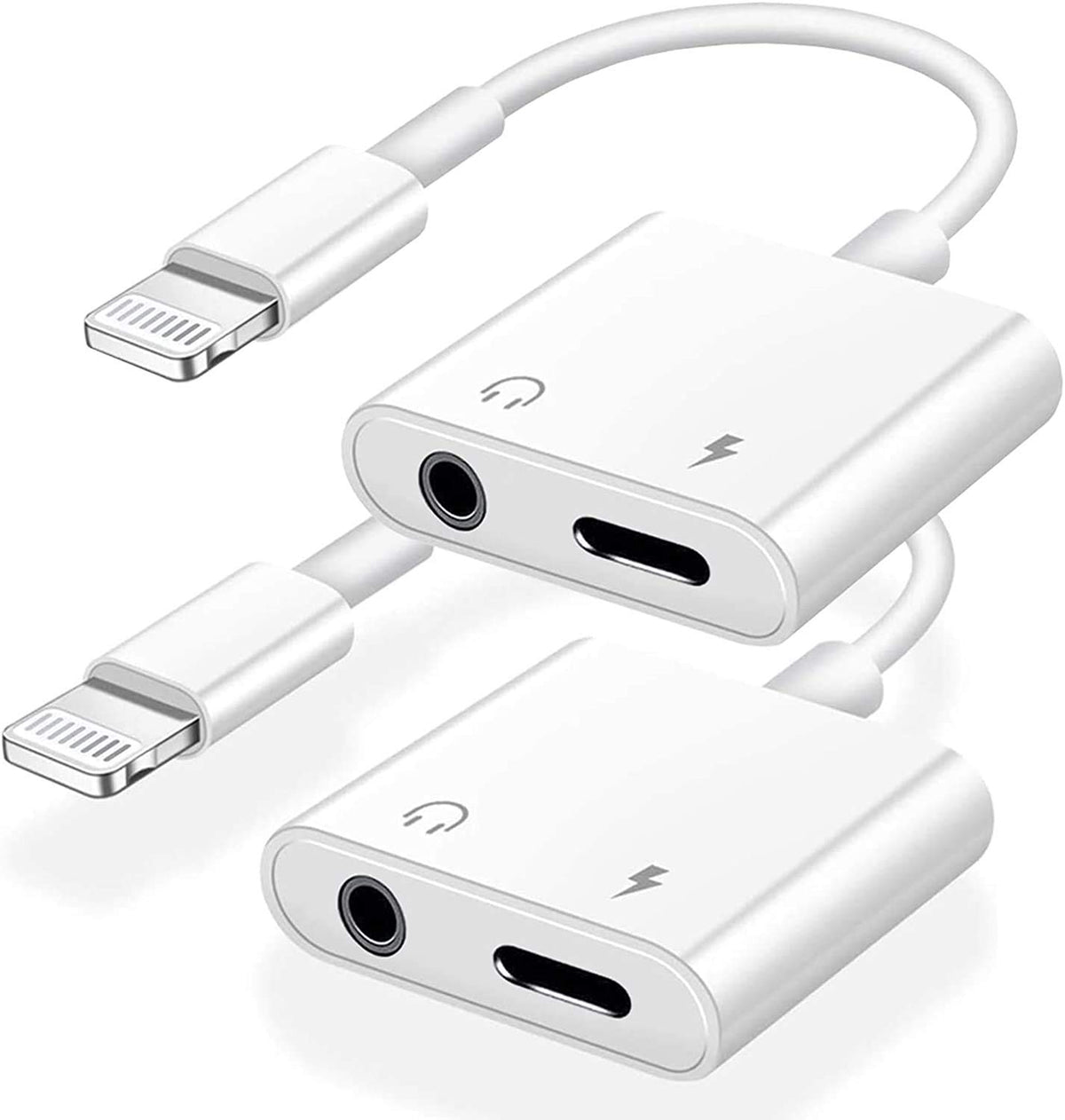 esbeecables [Apple MFi Certified] 2 Pack Headphone Adapter for iPhone, 2 in 1 Lightning to 3.5mm AUX Audio + Charger Splitter Compatible with iPhone 14/13/12/11/XS/XR/iPad, Support Call+Music Control