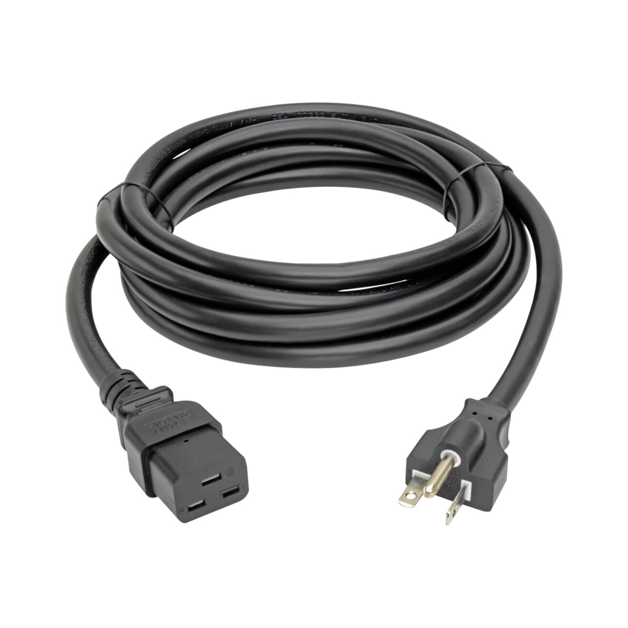 Tripp Lite Heavy Duty Power Cord, 20A, 12AWG (IEC-320-C19 to NEMA 5-20P) 10-ft.(P049-010) , Black