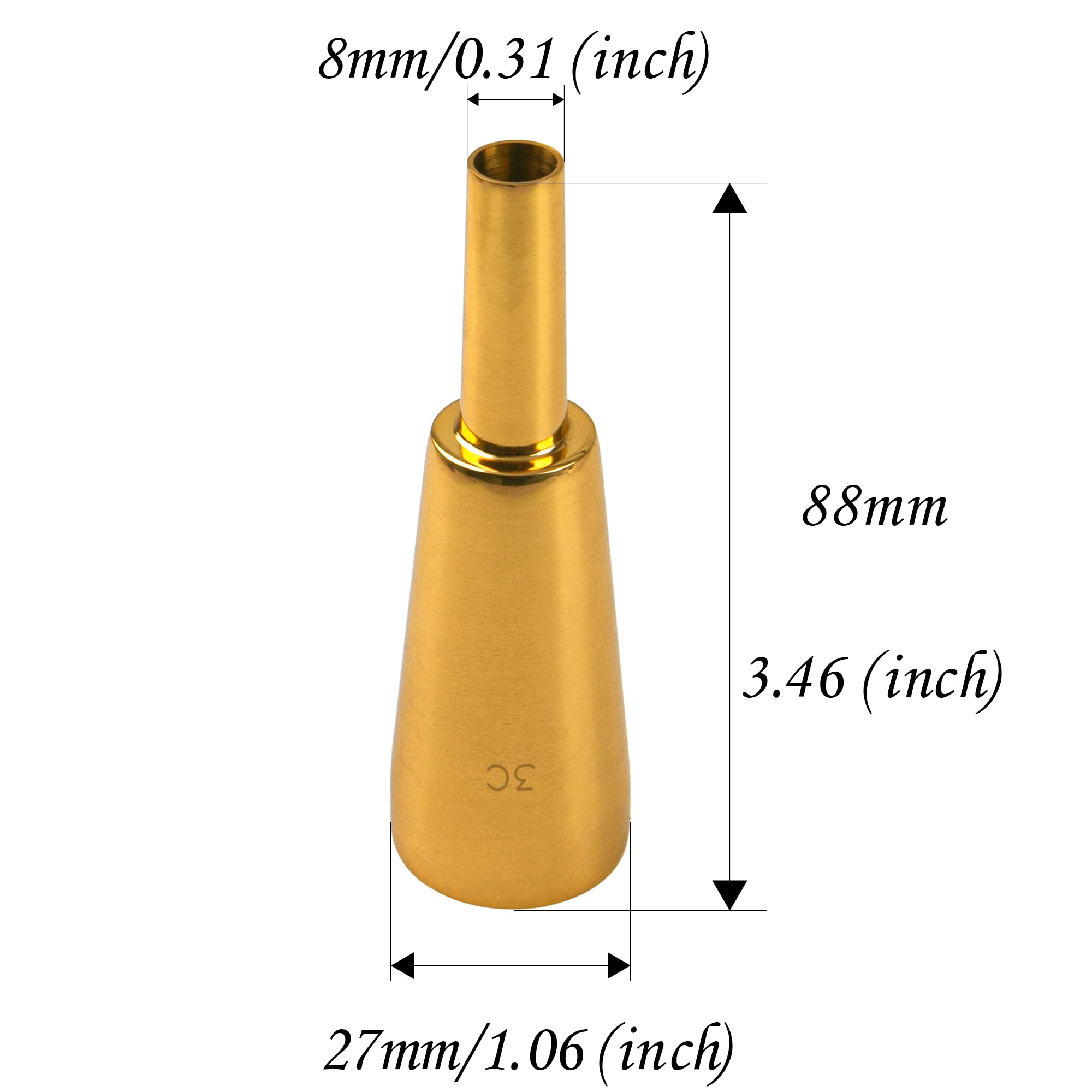 1Pcs Yootones 9.8Mm Outer Diameter 3C Heavy Duty Trumpet Mouthpiece Compatible With Trumpet Accessories (Gold)