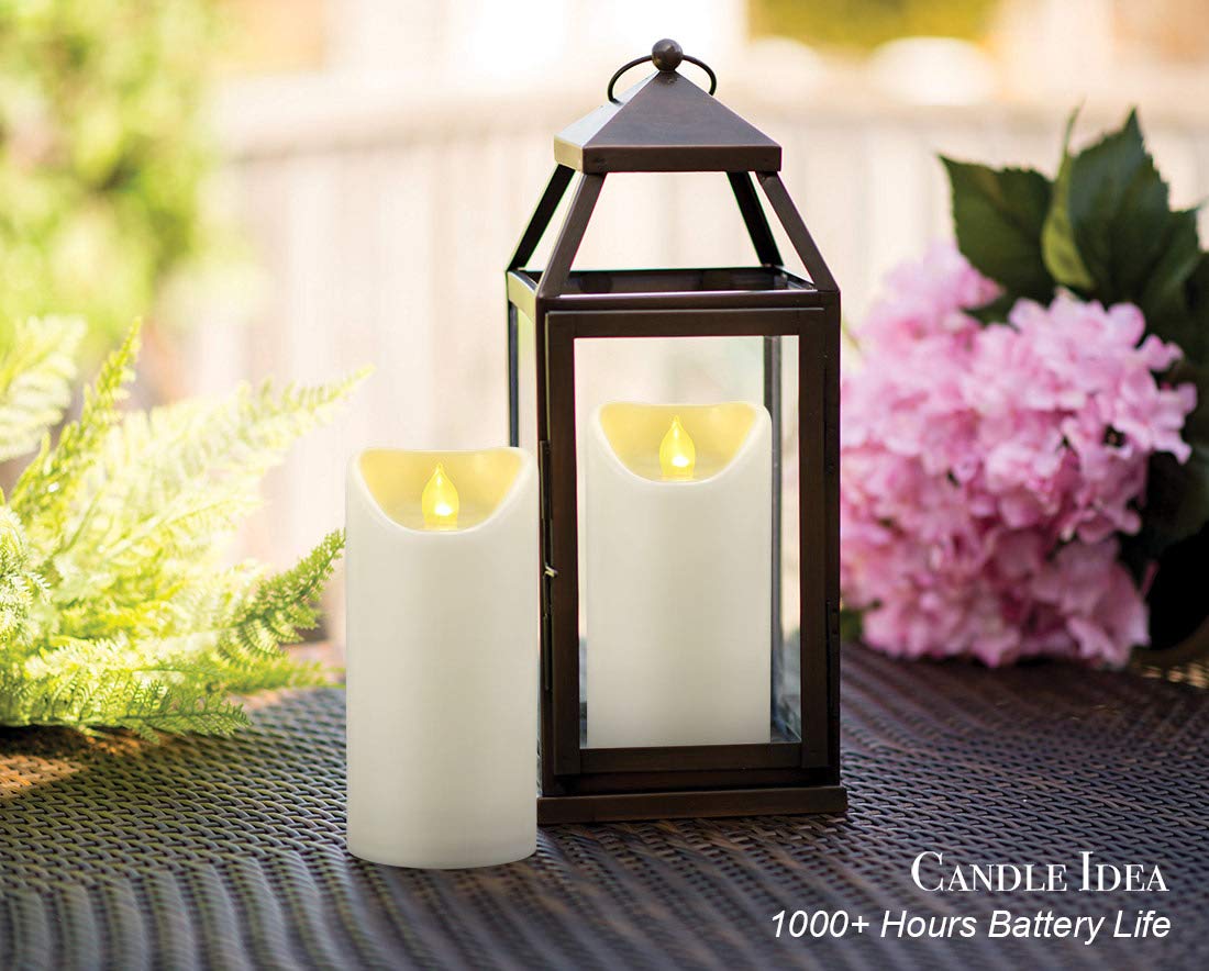 2 Pcs 3''X6'' Waterproof Outdoor Battery Operated Flameless Led Pillar Candles With Timer Flickering Plastic Resin Electric Deco