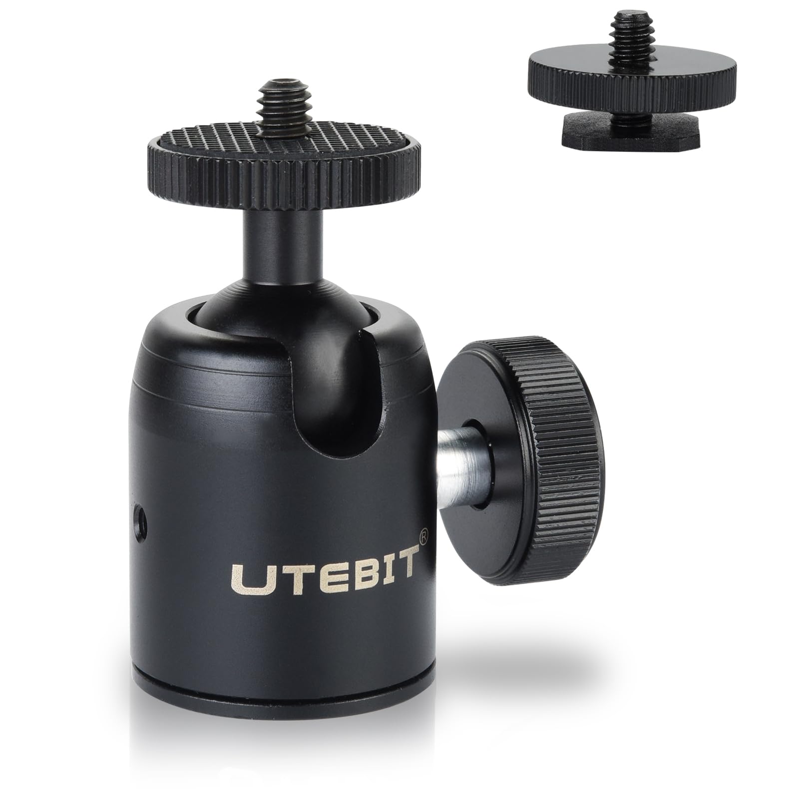 UTEBIT Mini Ball Head with 1/4 hot Shoe, 360 Rotatable Ball Heads Camera Mount Adapter (24mm Ball Head)