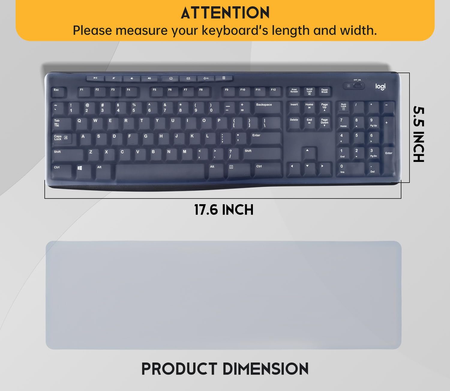 Universal Clear Waterproof Anti Dust Silicone Keyboard Protector Cover Skin For Standard Size Pc Computer Desktop Keyboards (Siz