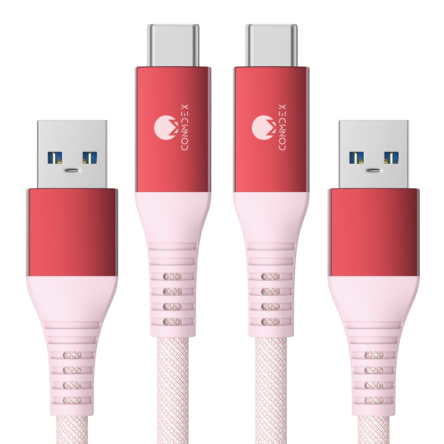 Conmdex Usb C Data Cable [3Ft, 2 Pack] 10Gbps Usb 3.1 Gen 2 Usb To Usb C Data Transfer Braided Cord, Android Auto Carplay Type C Charging Cable For Iphone 15 Plus Pro Max Samsung Galaxy S23 S22, Red