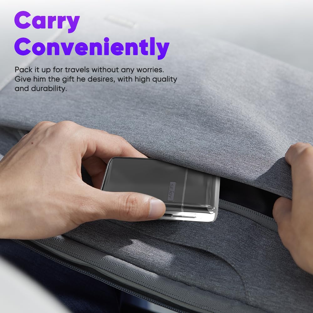 Sejoy Portable Electric Razor For Men With Toothed & Mesh Blades, Magnetic Adsorption Head, Dynamic Ribbon Led, Ipx7, Mini Elect