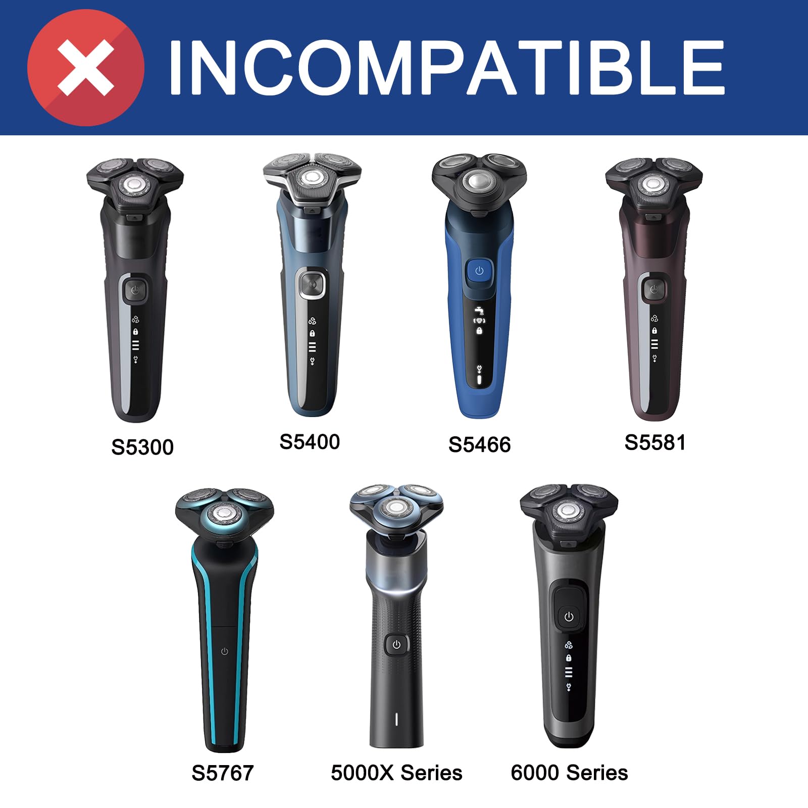 Sh50 Replacement Heads Compatible With Philips Norelco 5000 Series Shaver S5660/84, S5590/81, S5290/88, S5210/81, 5000 Replaceme