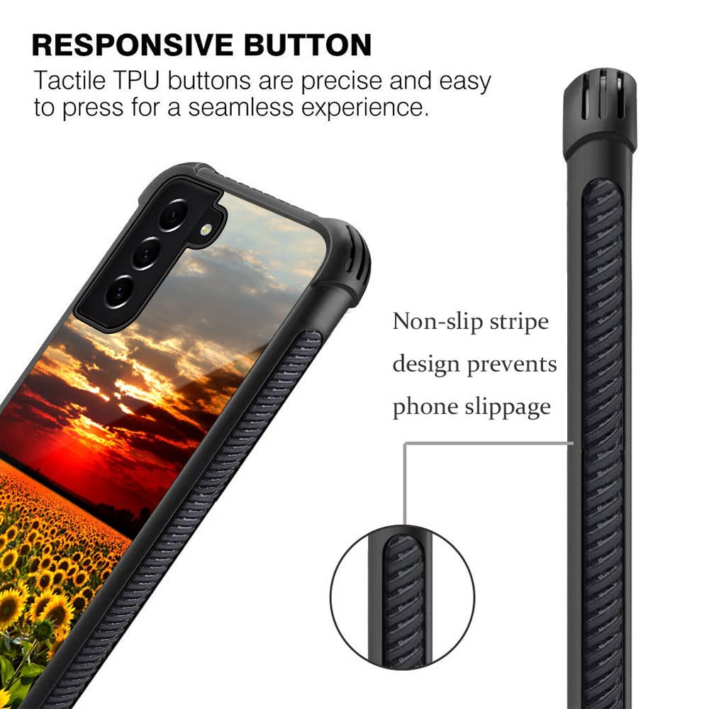ZHEGAILIAN Phone Case Compatible Samsung Galaxy S21 Ultra 5G Sunflowers Field TPU Organic Glass