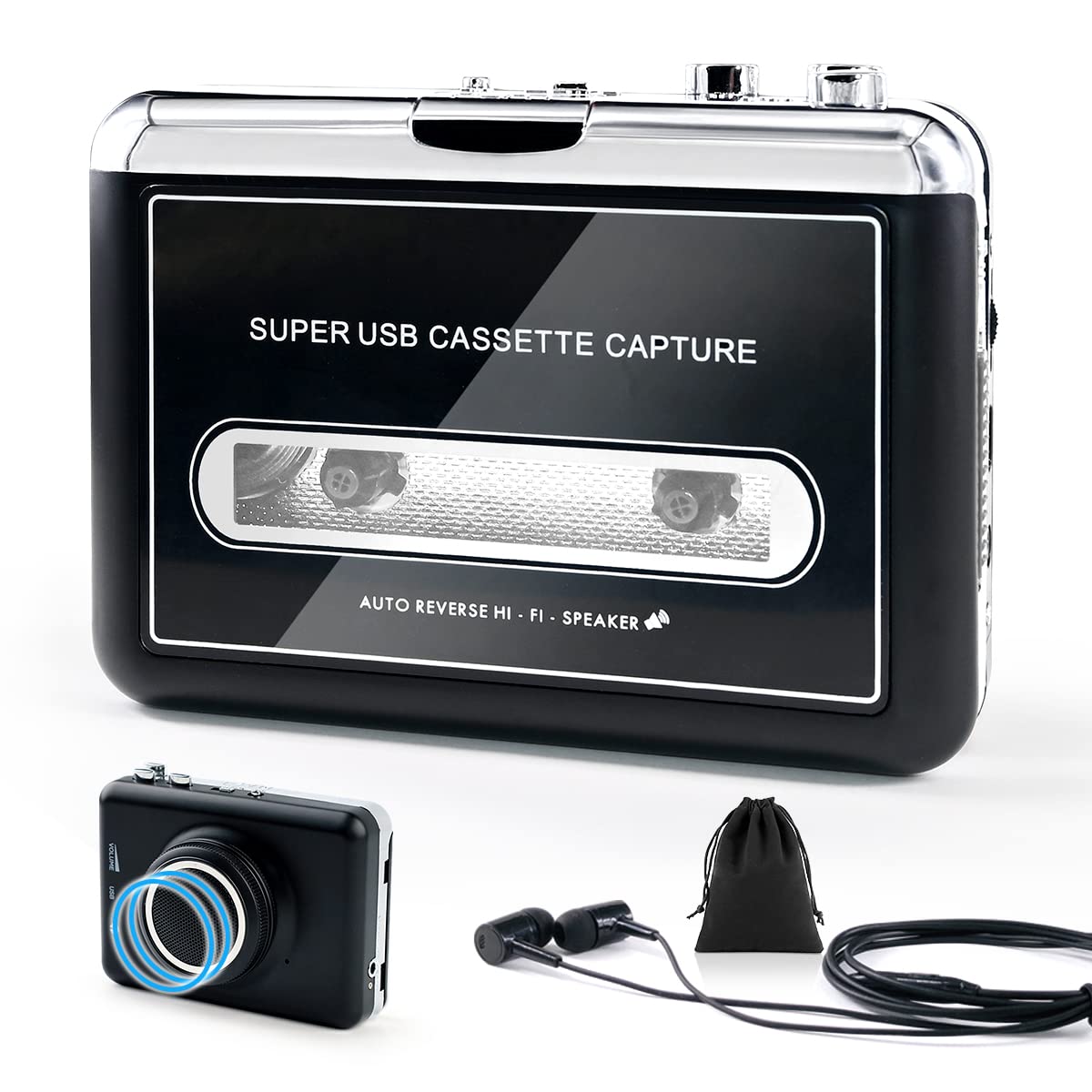 Clear Stereo &Auto Reverse Cassette Player With Detachable External Speaker Portable Cassette To Mp3 Digital Converter  Convert