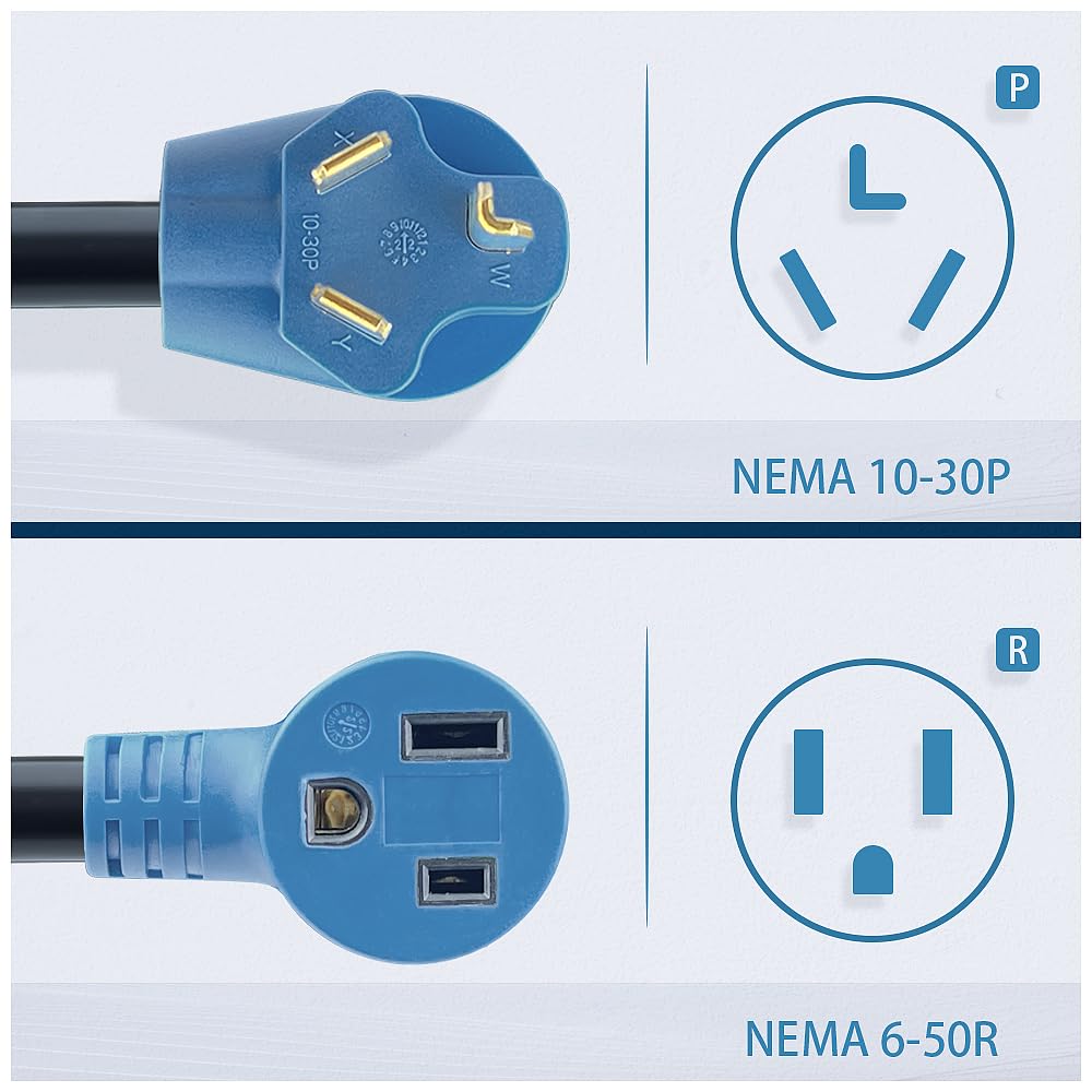 3 Prong 30 Amp Dryer Plug To 50 Amp Welder Adapter,Nema 10 30P To 6 50R 30 To 50 Amp Dryer To Welder Plug Adapter,For A 30A Drye