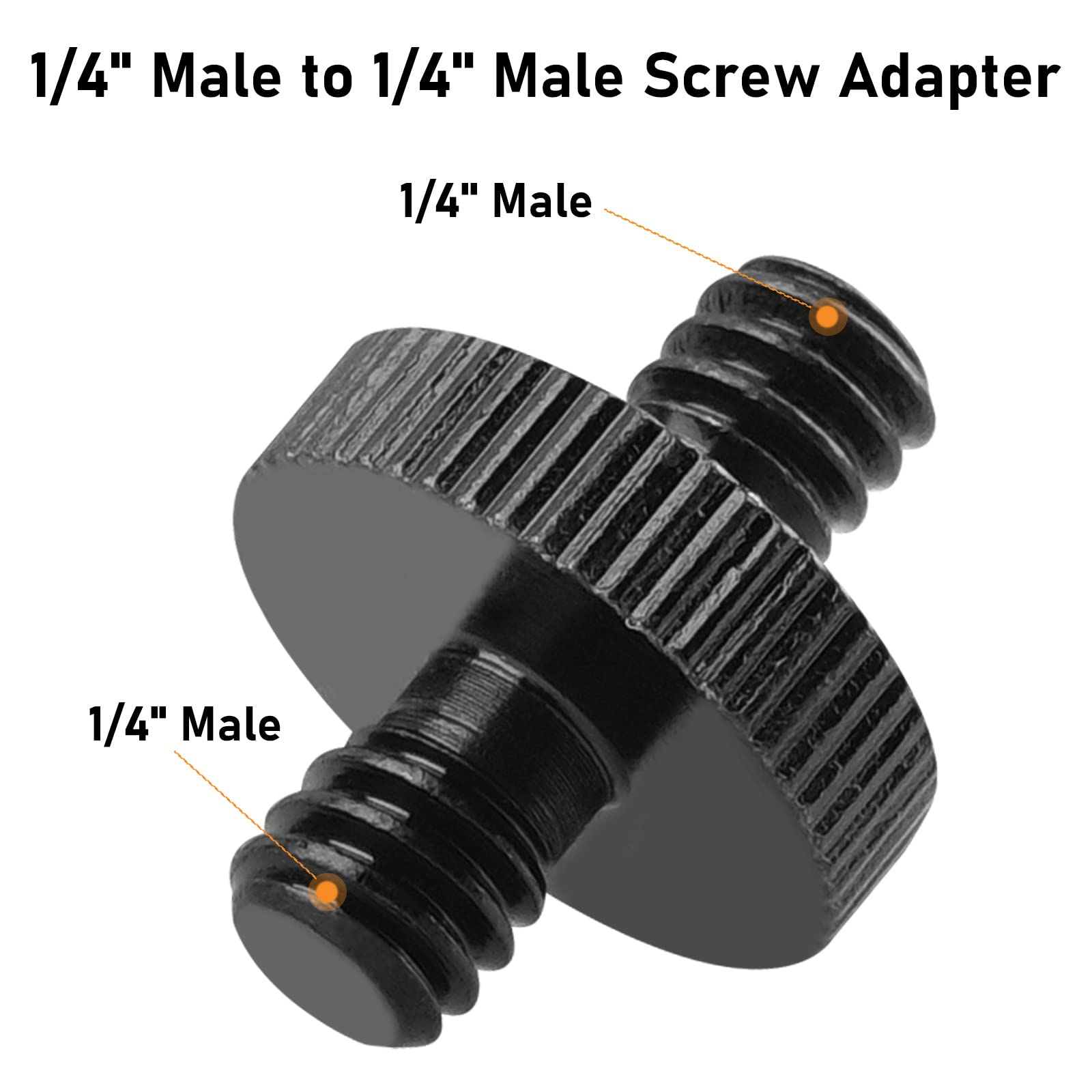 1/4'' Male To 1/4'' Male Threaded Tripod Screw Adapter Double Head Stud Standard Mounting Thread Converter For Camera Cage Mount