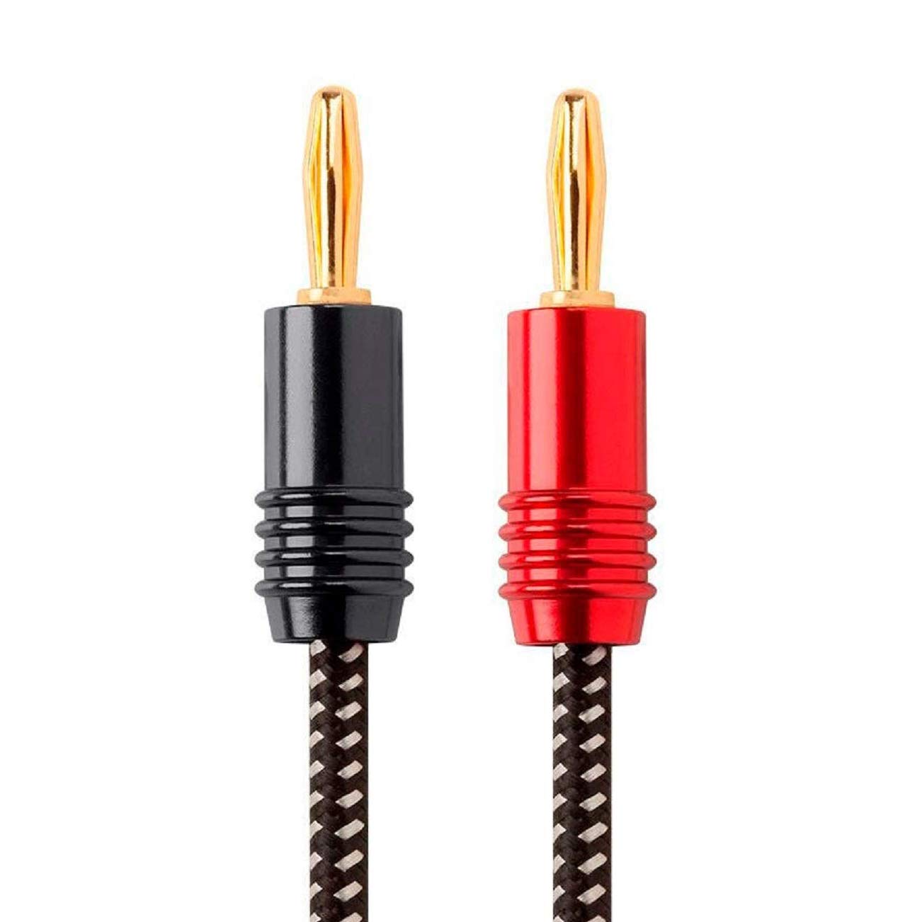 Monoprice 134304 Premium Braided Speaker Wire 14AWG - With Gold Plated Banana Plug Connectors - Affinity Series, 2 Pack, 3 Feet