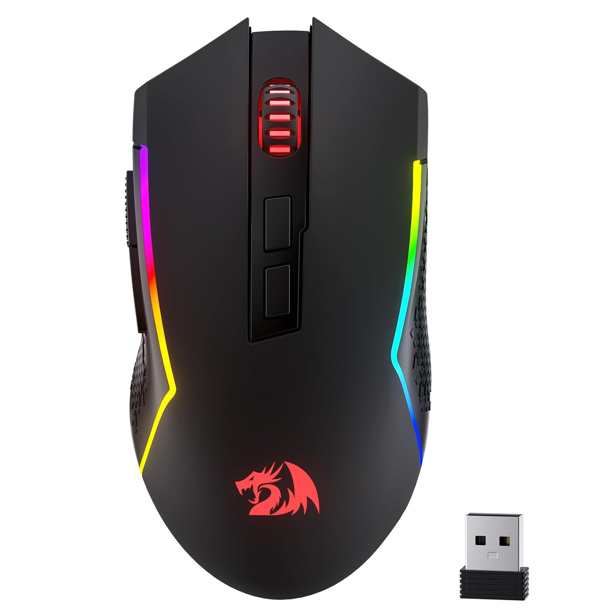 Redragon M693 Lit Wireless Gaming Mouse, 12800 Dpi Mice W/ 3-Mode Connection, Bt & 2.4G Wireless, 7 Macro Buttons, Reliable Powe