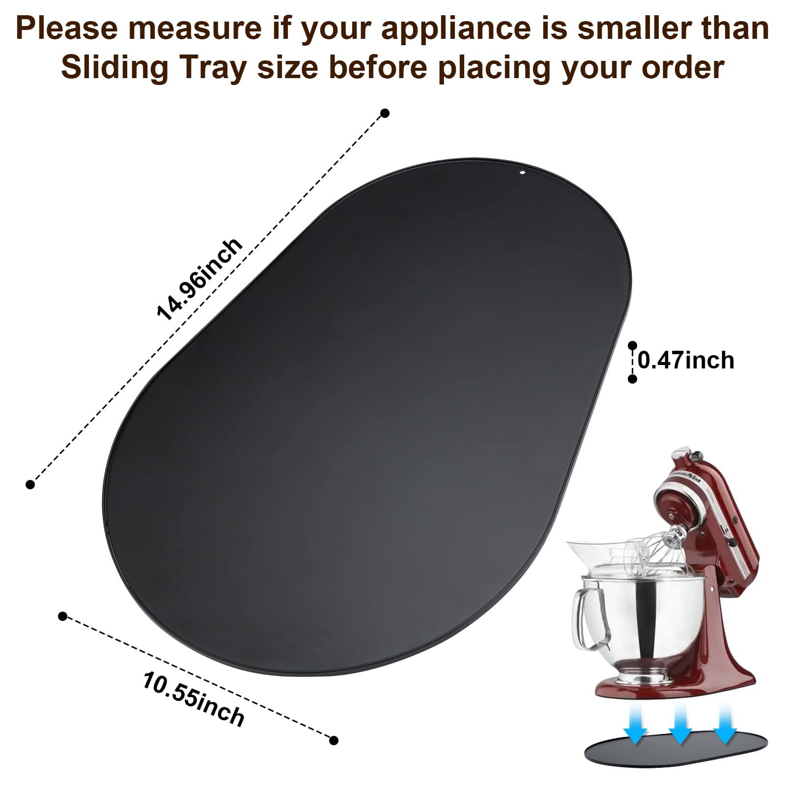 Geckowi Metal Sliding Mat For Kitchenaid Stand Mixer 5 8 Qt,Sliding Tray Slide Tray Mixer Mover Mixer Slider For Bowl Lift Stand