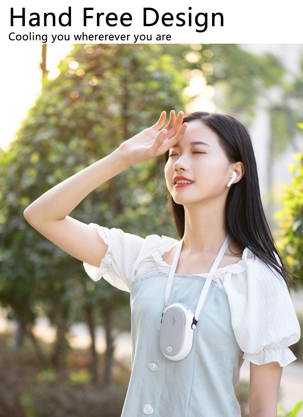 Portable Hanging Neck Fan Wearable Personal Fan Battery Operated Usb Rechargeable 3 Speed Mini Handheld Air Conditioning Cooling