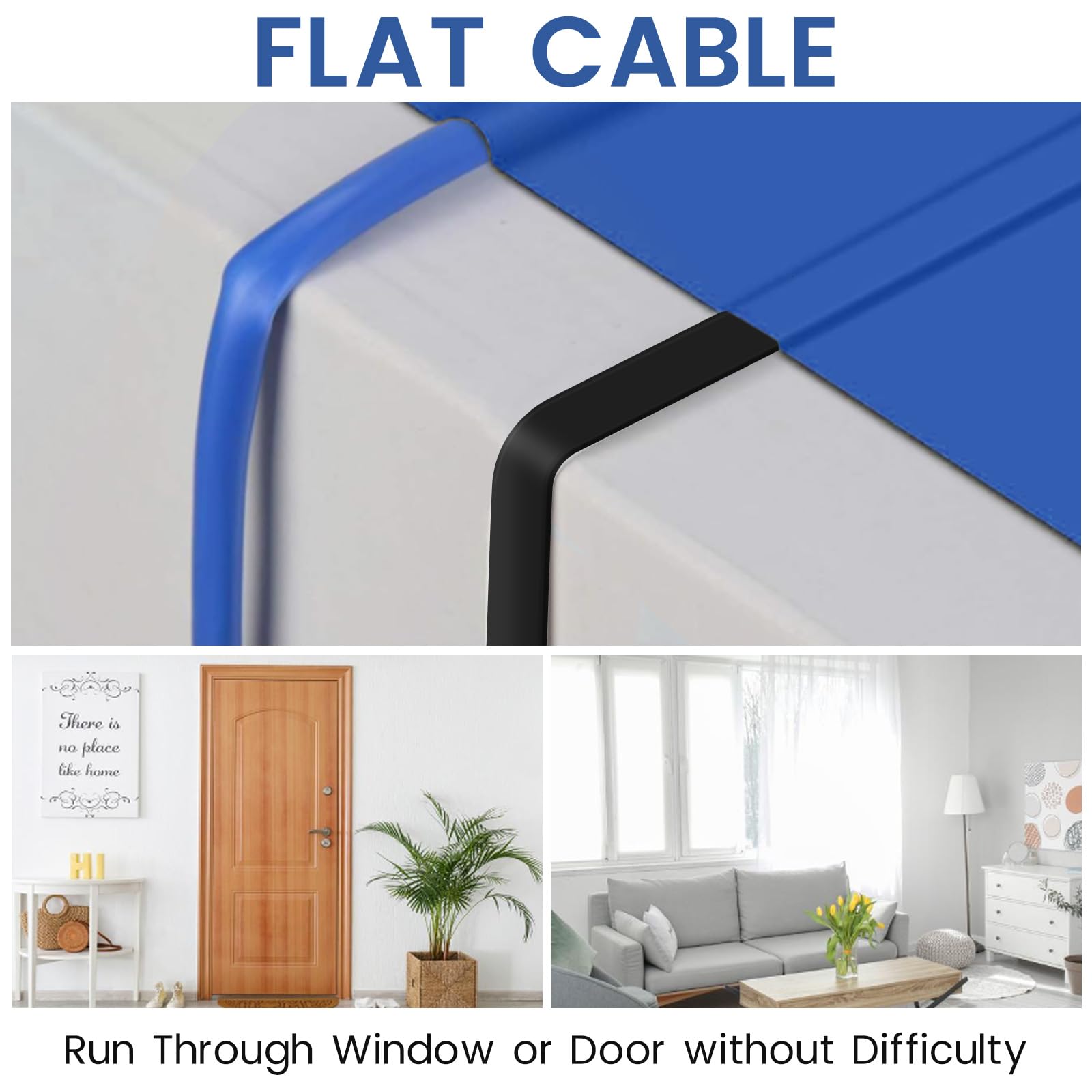 60 Ft Extension Cable For Wyze Cam Pan V3 Outdoor Camera, L Shaped Flat Power Cord, Black