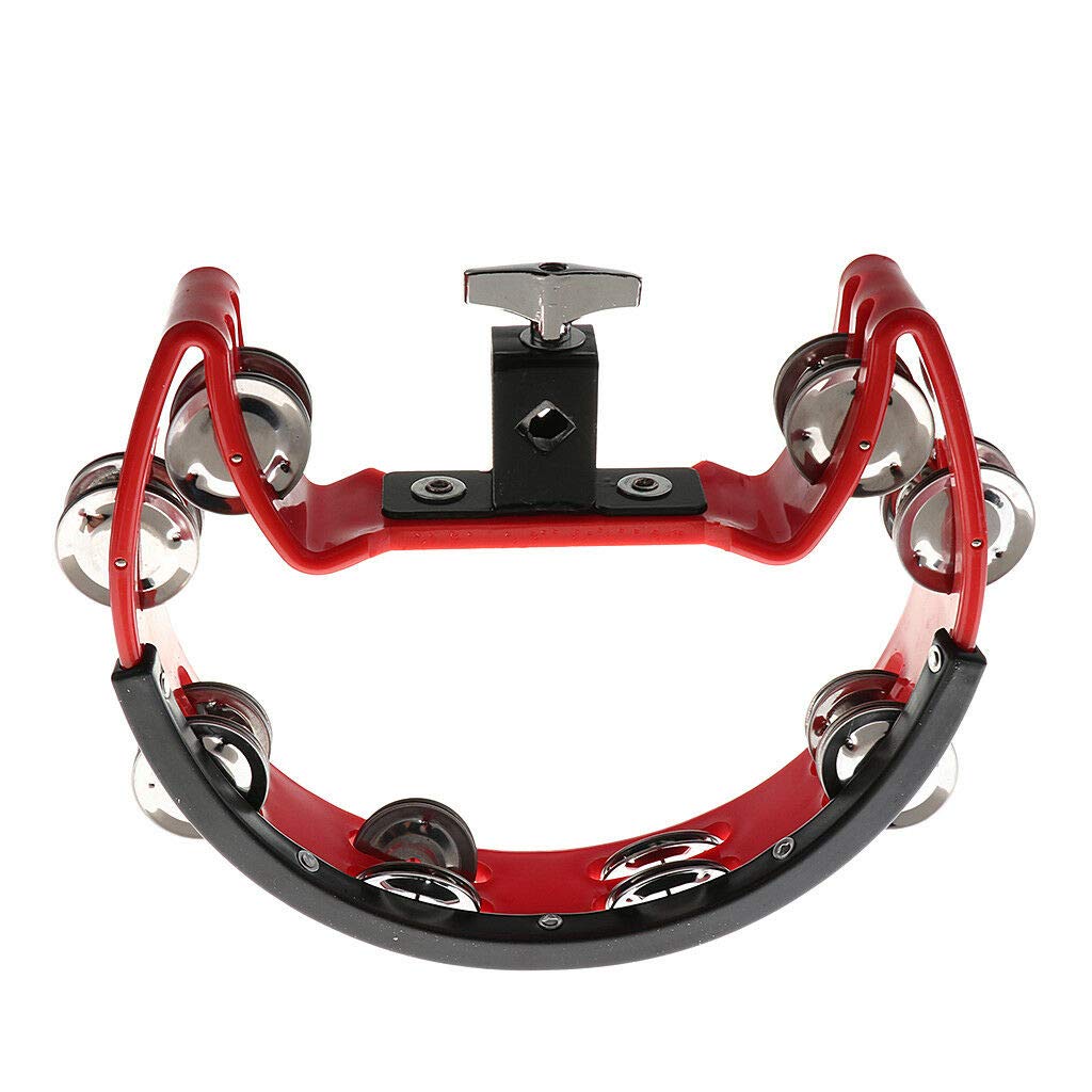 Portable Tambourine Rattle 4 Pairs of Stainless Steel Jingles for Gift Red