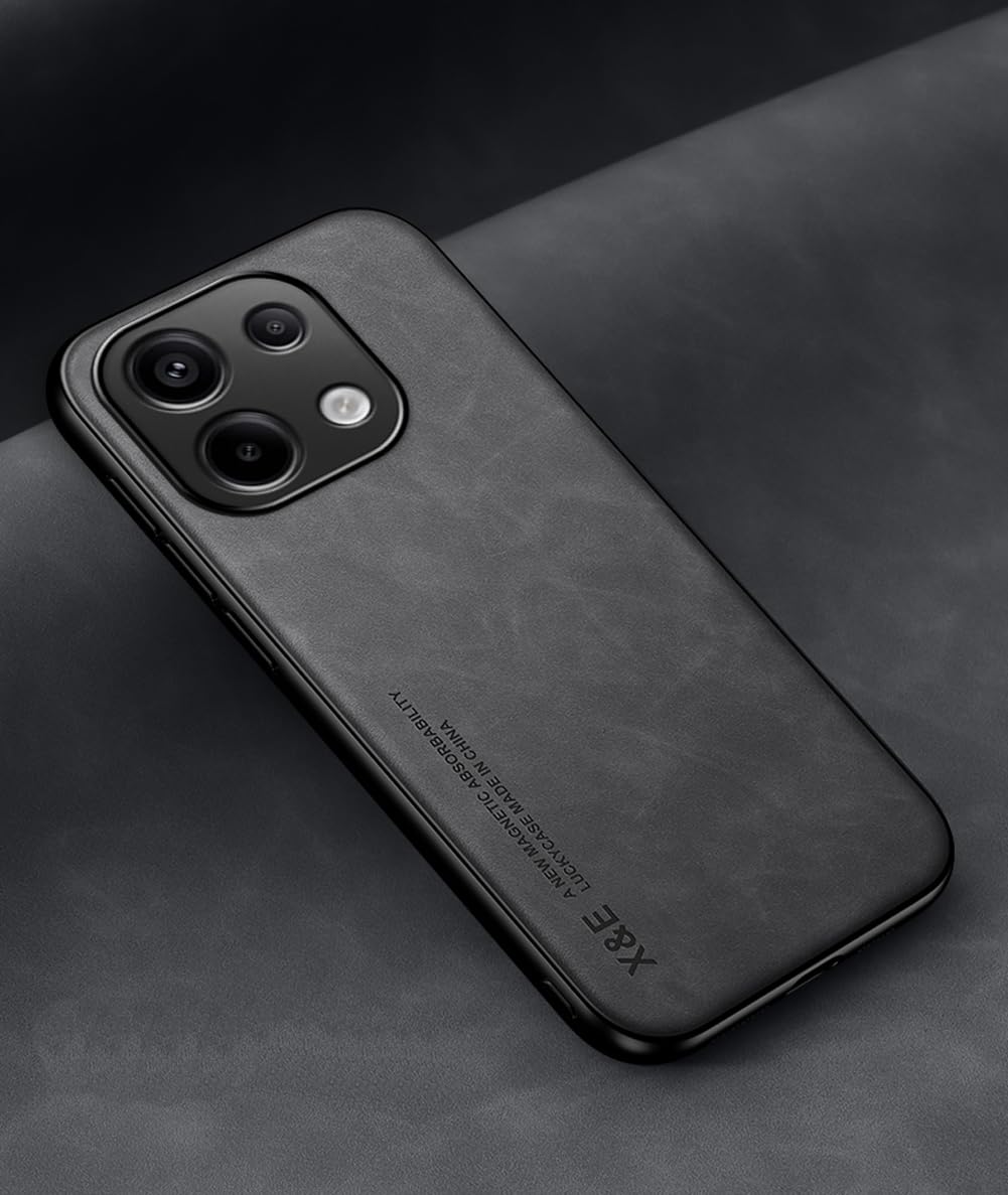 Kepuch Silklike Case For Redmi Note 13 Pro 4G - Cover Bumper Built-In Metal Plate For Redmi Note 13 Pro 4G - Black