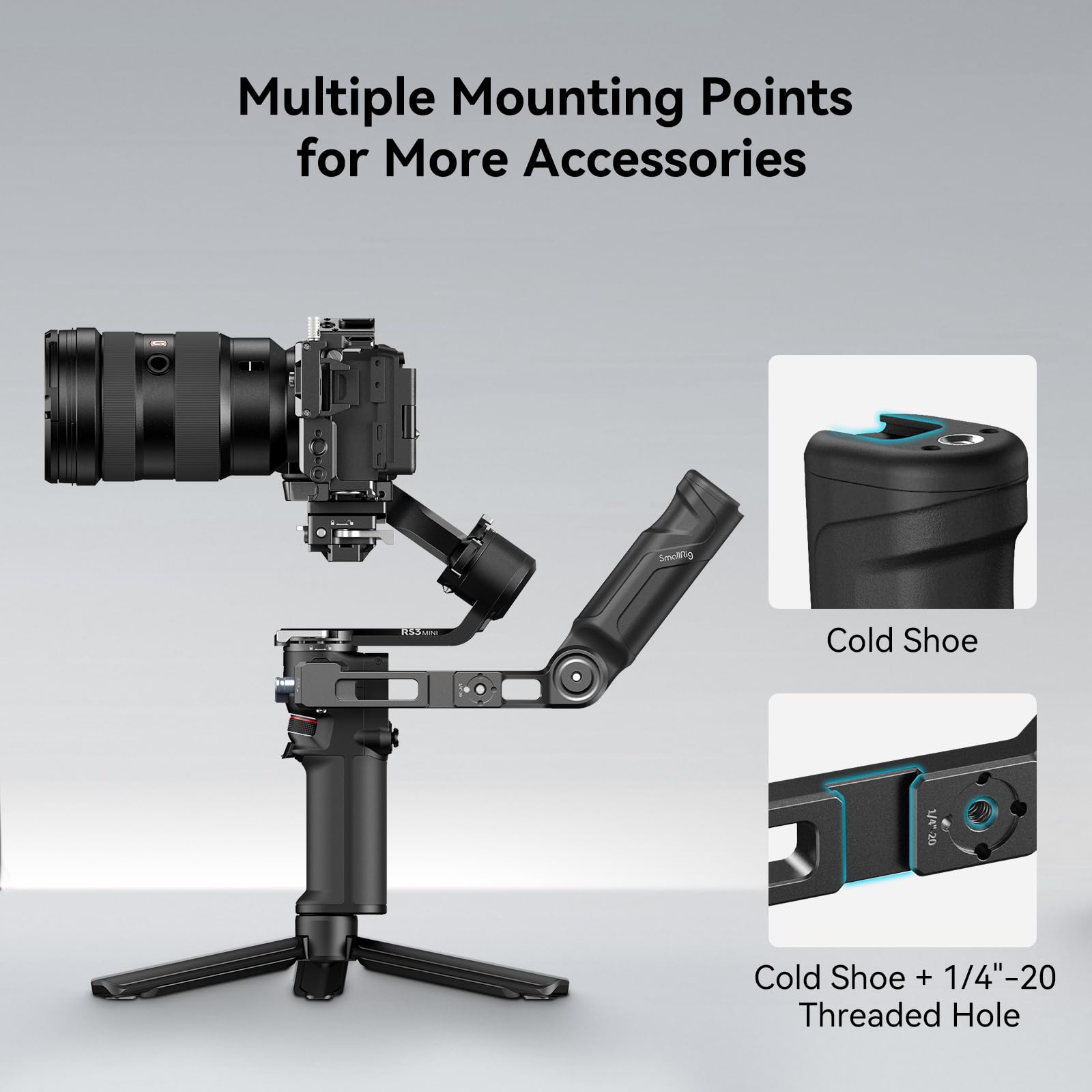 Smallrig Plastic Lightweight Adjustable Handle Sling Handgrip Only For Dji Rs 3 Mini Gimbal Handheld Stabilizer, With Nato Clamp