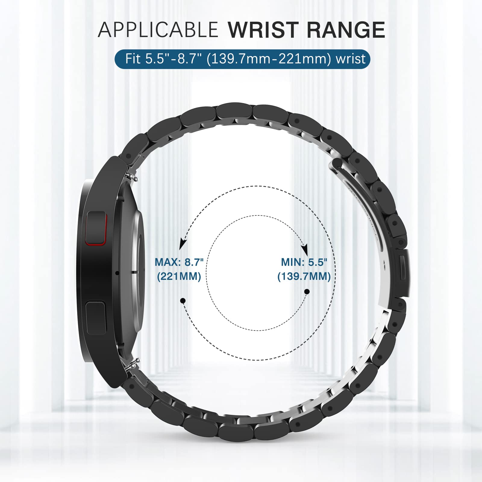 Moko Metal Band Compatible With Samsung Galaxy Watch 7 Fe 6 5 4 Band 40Mm 44Mm/Watch 5 Pro Band 45Mm/Watch 6 Classic Band 43Mm 4