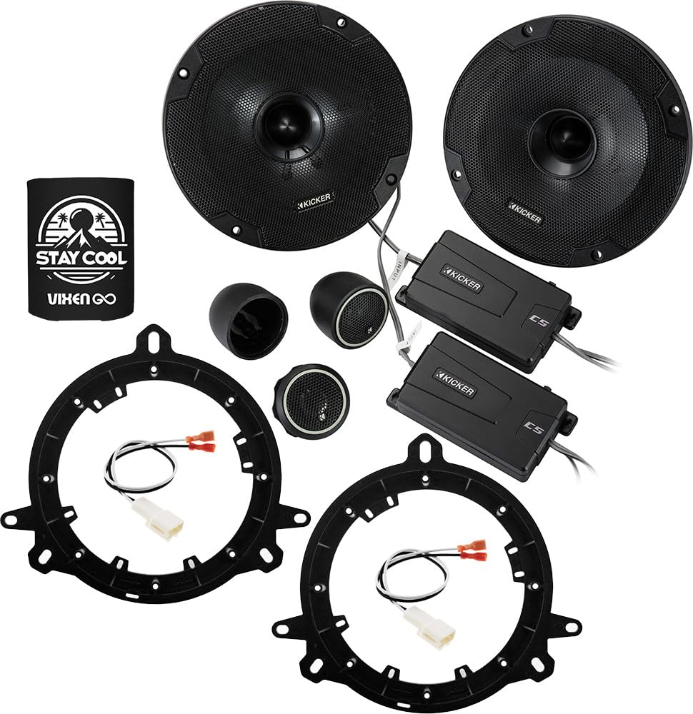 KICKER Front Door 6.5 Speakers Kit for Toyota Corolla 2003-2019 Upgrade Kit - Pair of CS Series 6 1/2 Inch Component Speakers wi