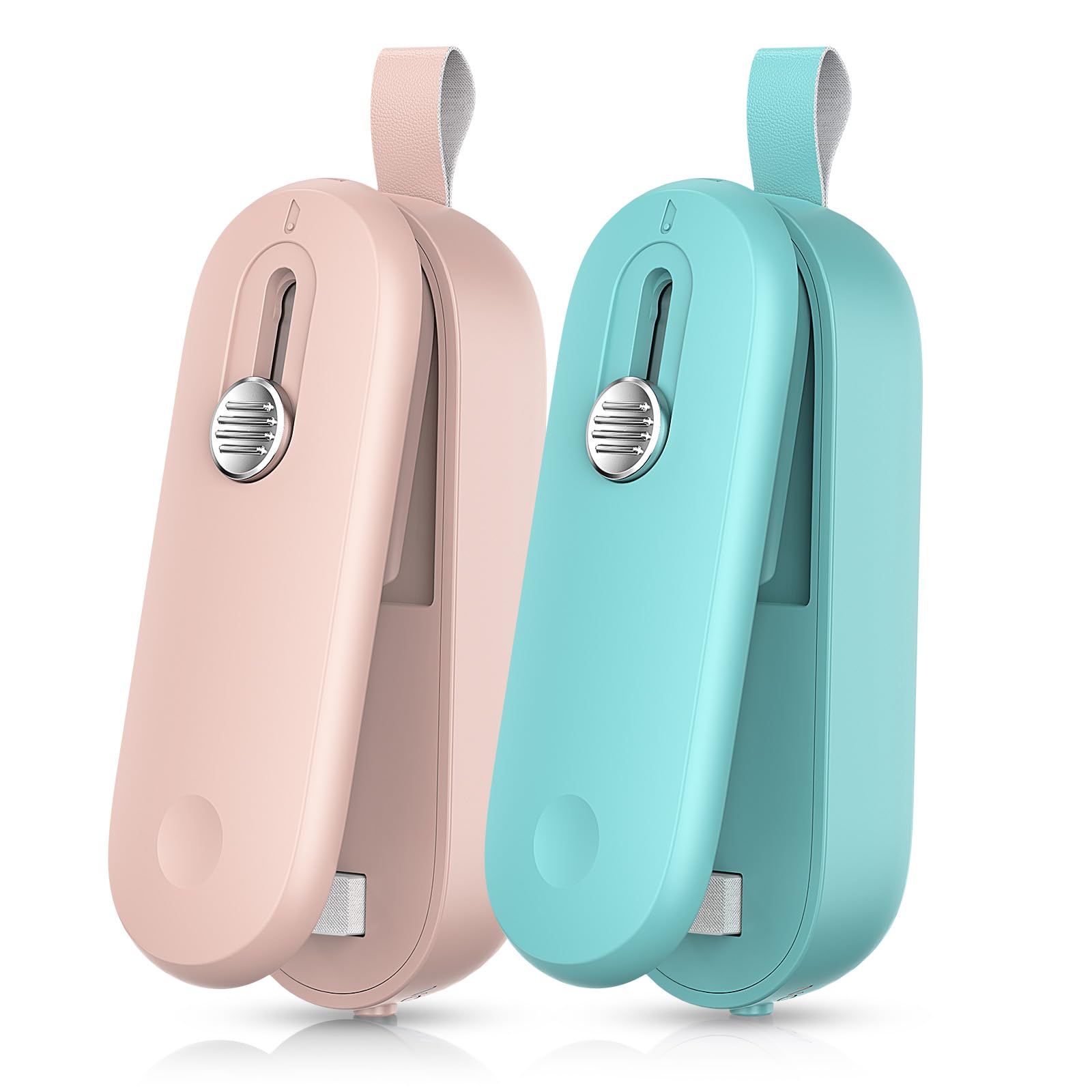 FEPPO 2 Pack Bag Sealer, Mini Bag Sealer 2 in 1 Handheld Chip Bag Sealer Heat Seal and Cutter with Lanyard, Portable Resealer fo